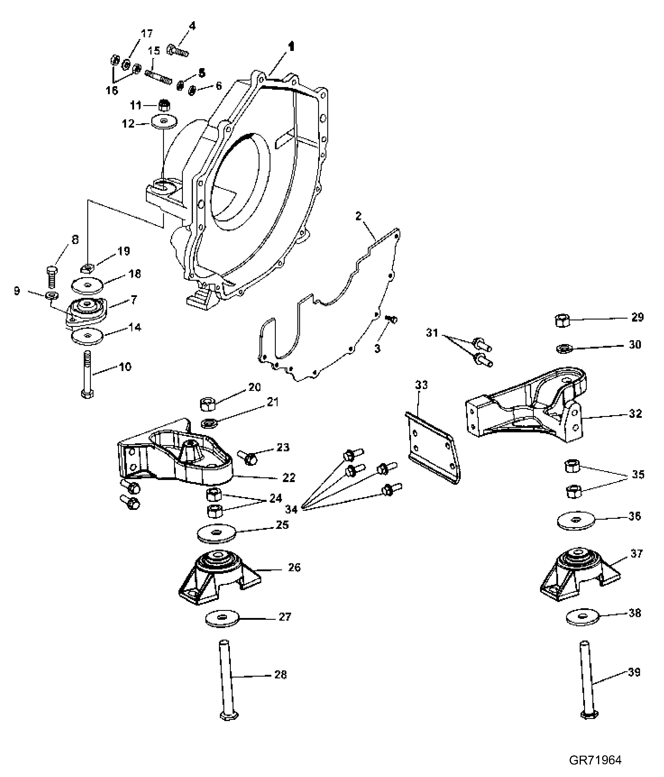 Carter de volant moteur et supports