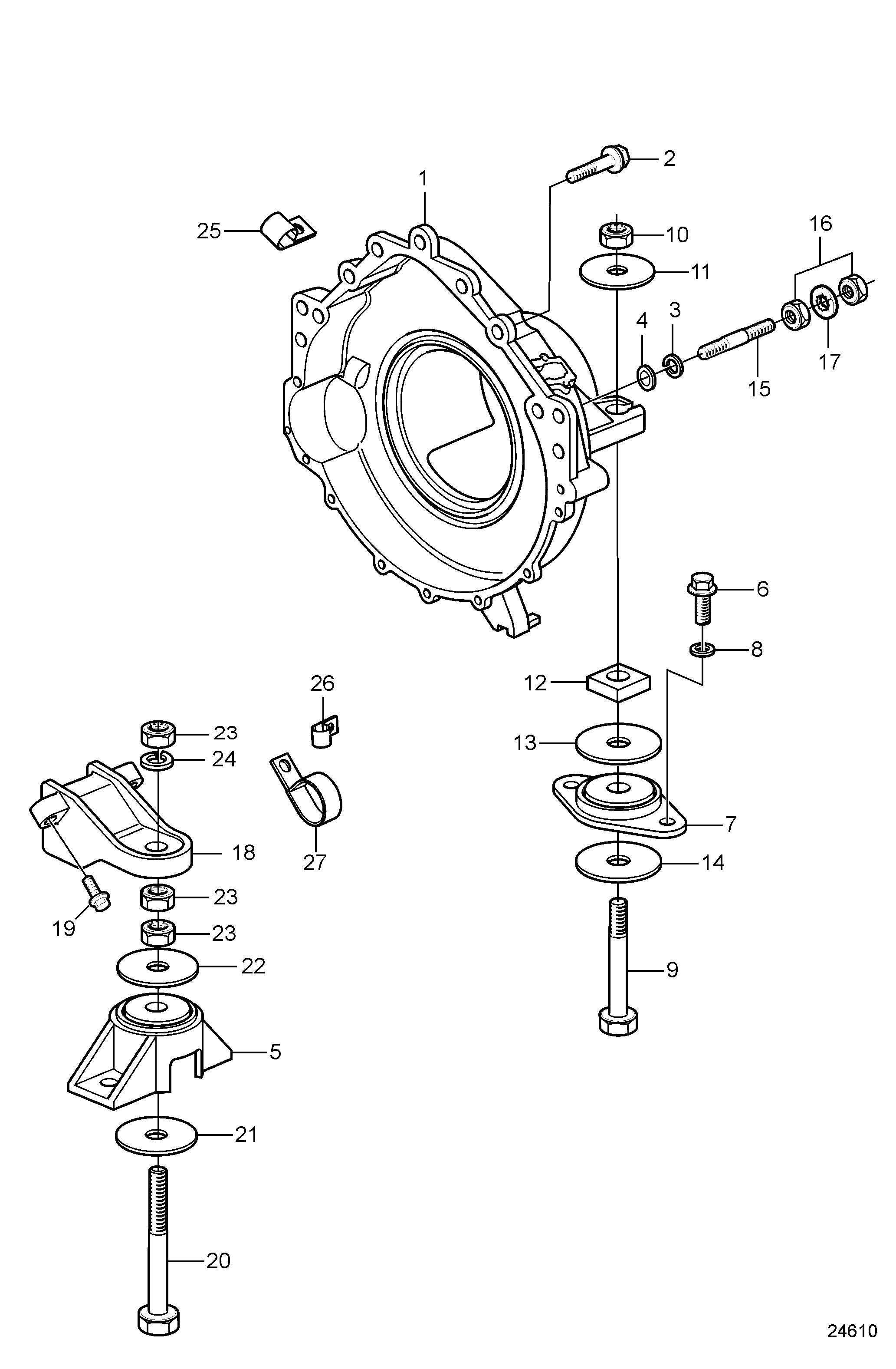 Carter de volant moteur et supports