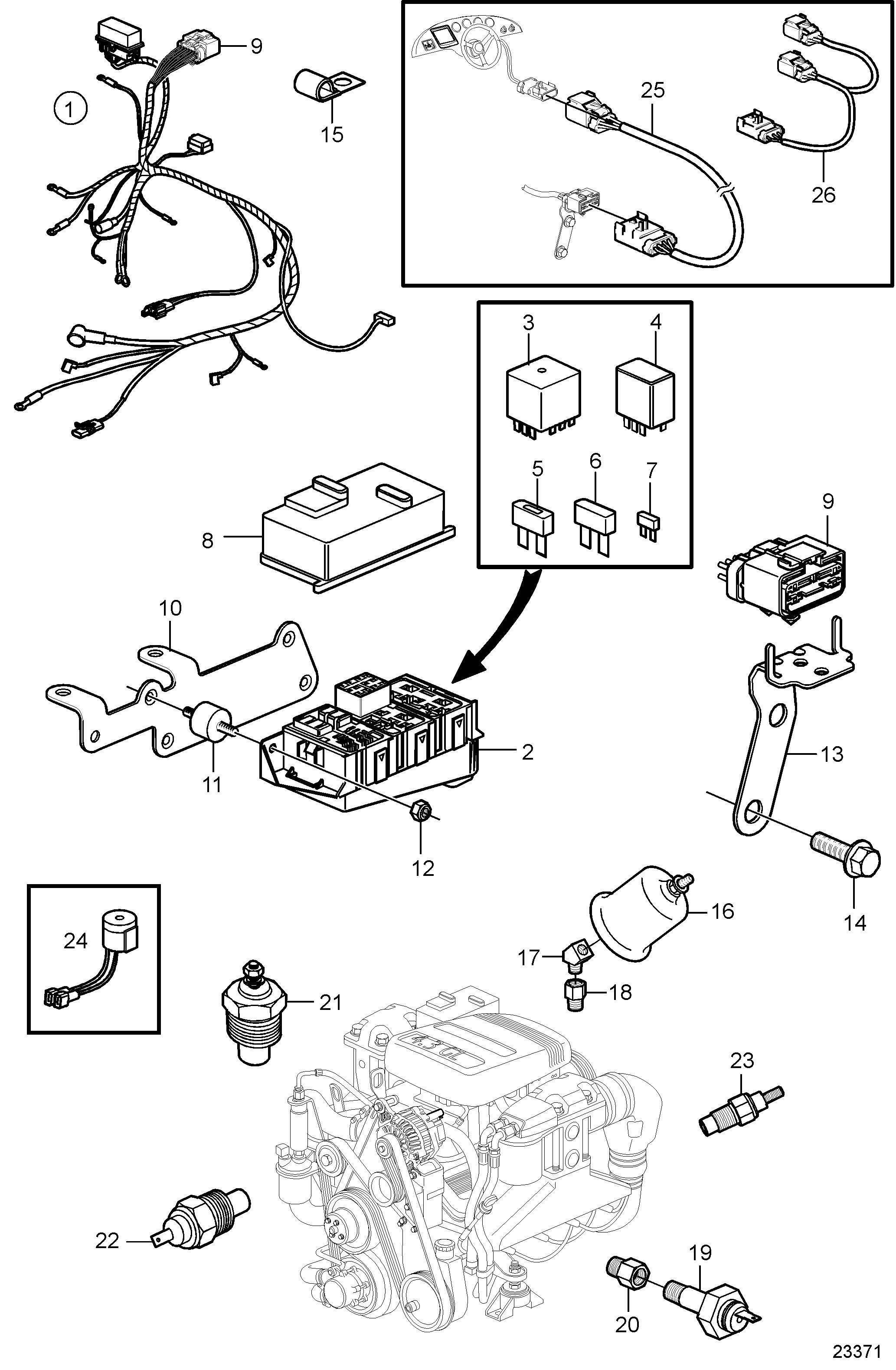 Arnés de cableado del motor y del sensor