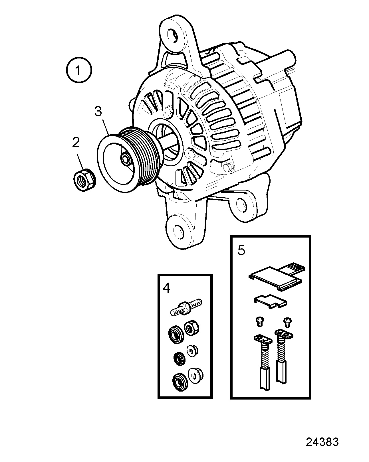 Alternateur 14 V 115 A, composants