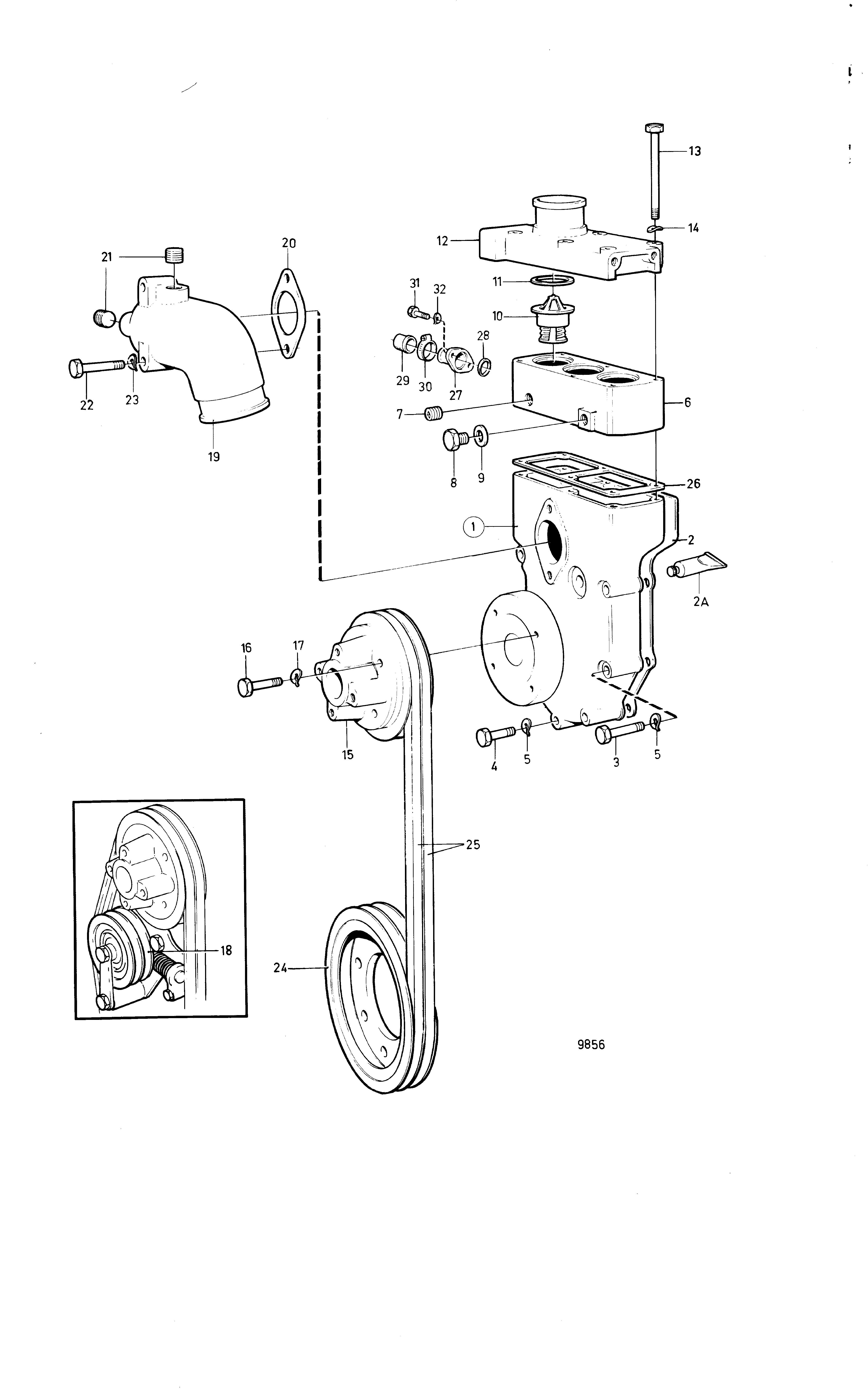 Thermostat et pompe à eau avec pièces de montage
