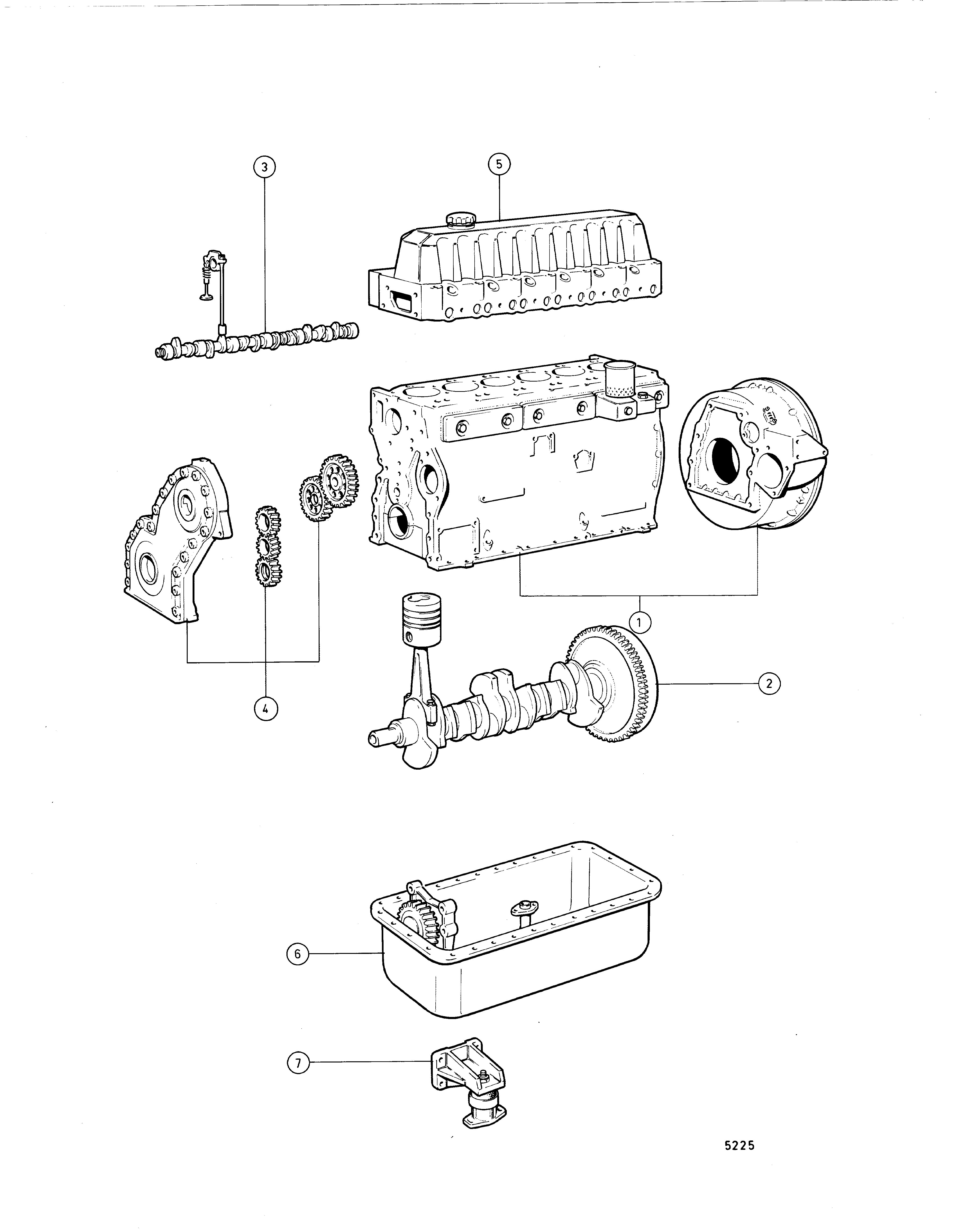 Motor con piezas de montaje.