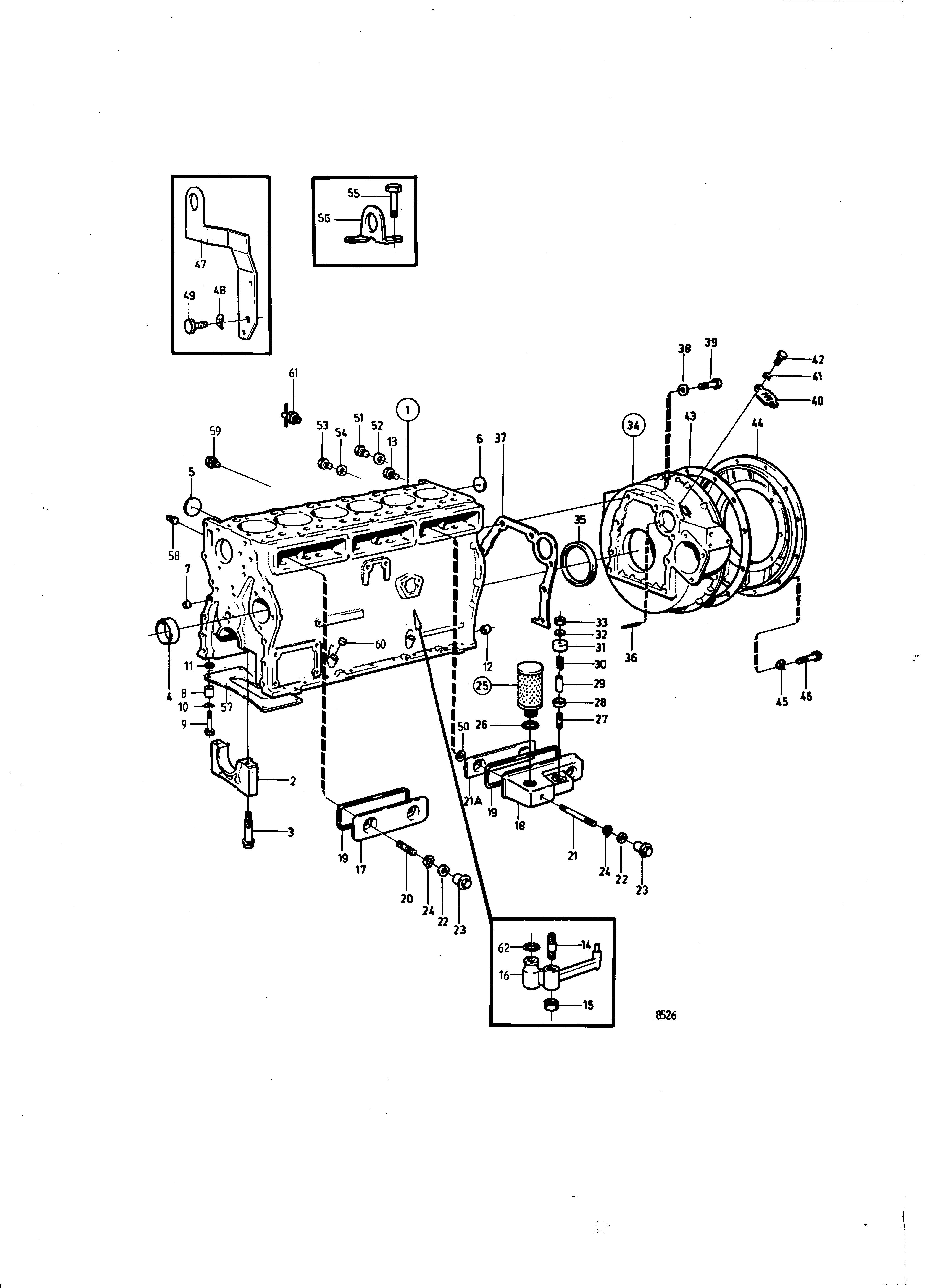 Bloc-cylindres et capot de volant moteur