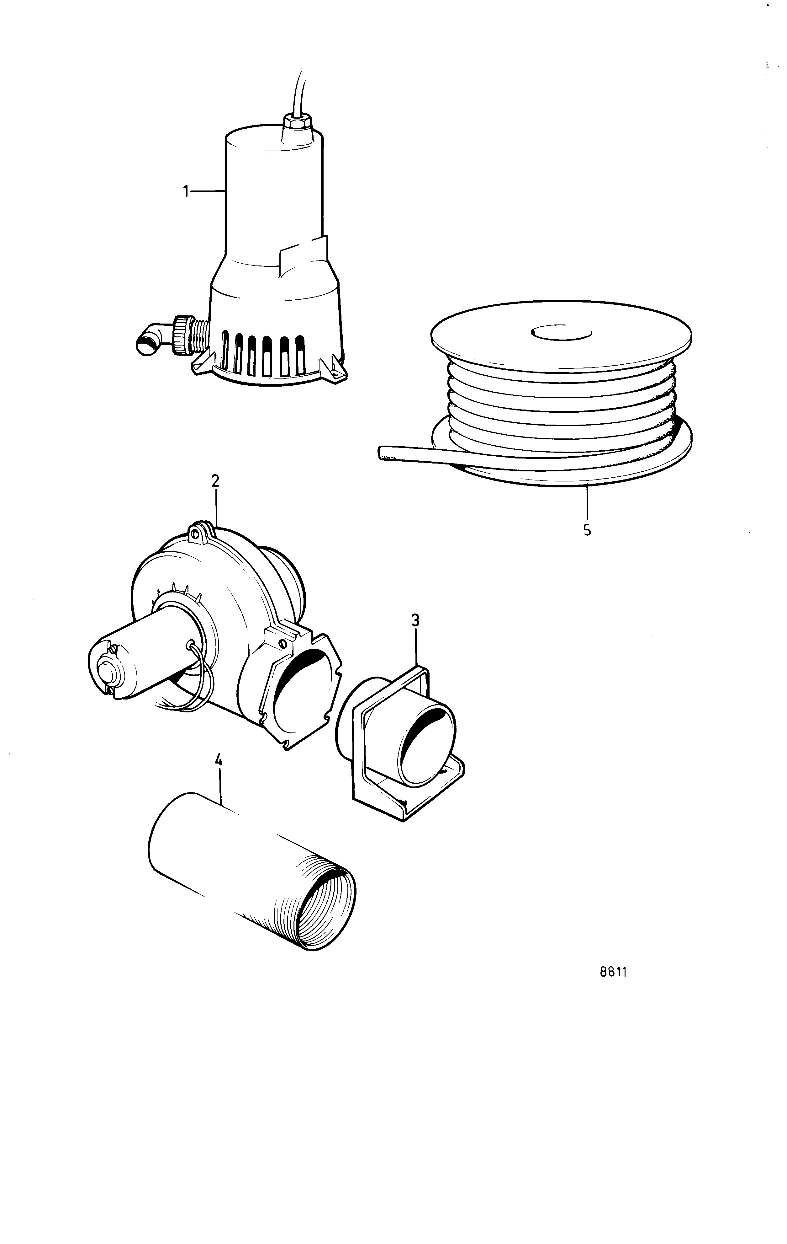 Compartimento motor Ventilador Bomba de achique, Flexible