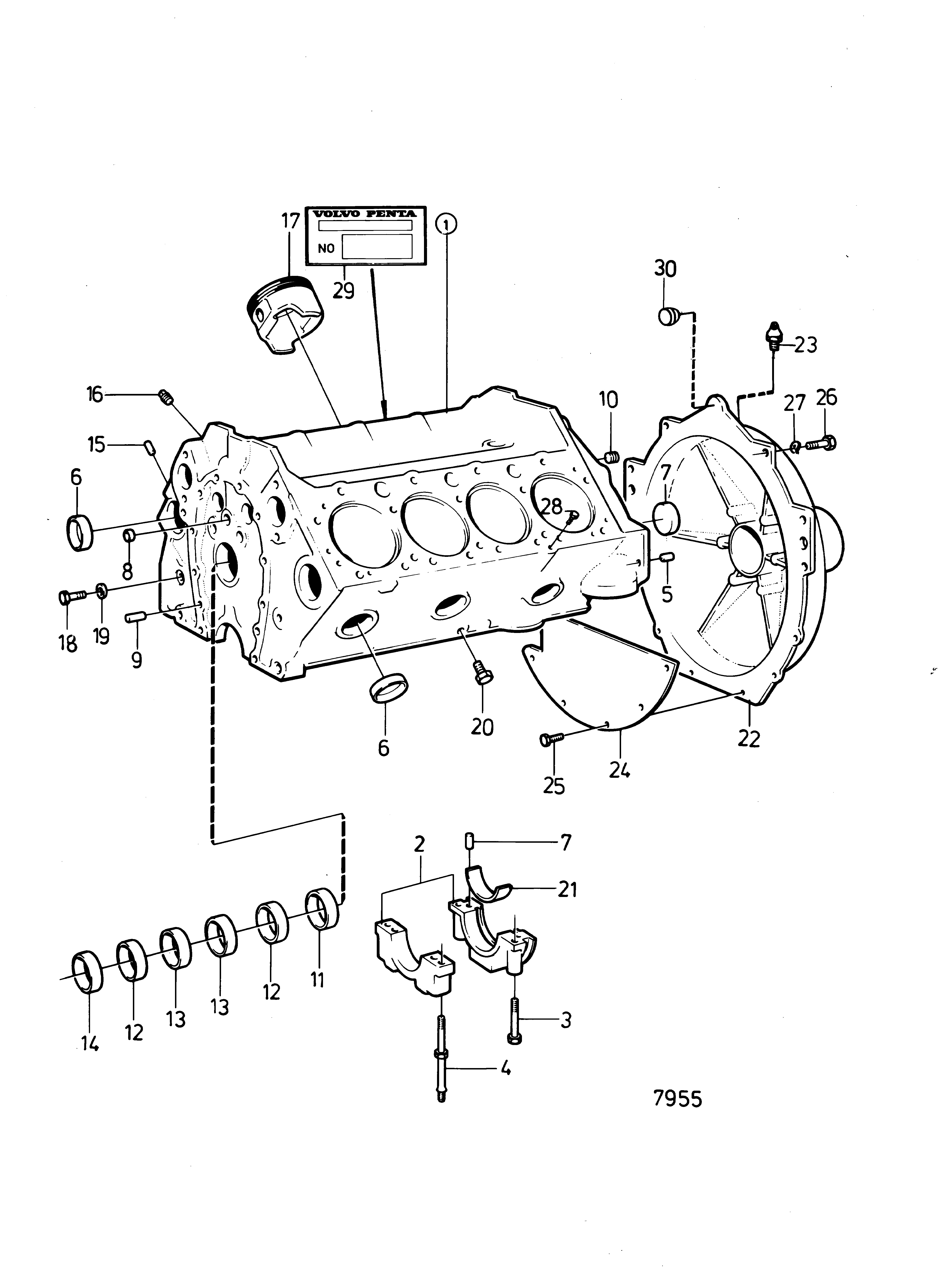 Bloc-cylindres et capot de volant moteur