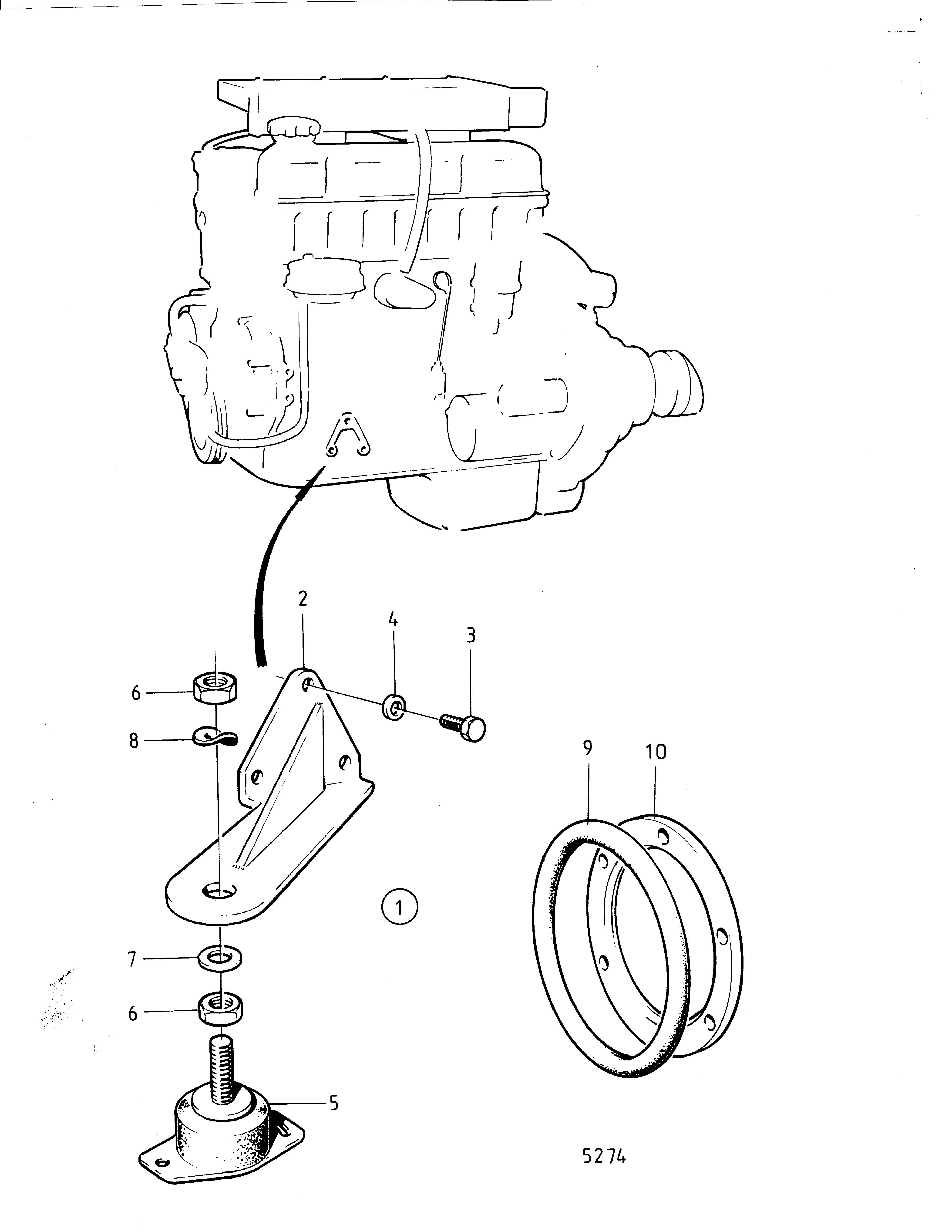 Suspension de moteur pour moteur avec unité de transmission AQ 280