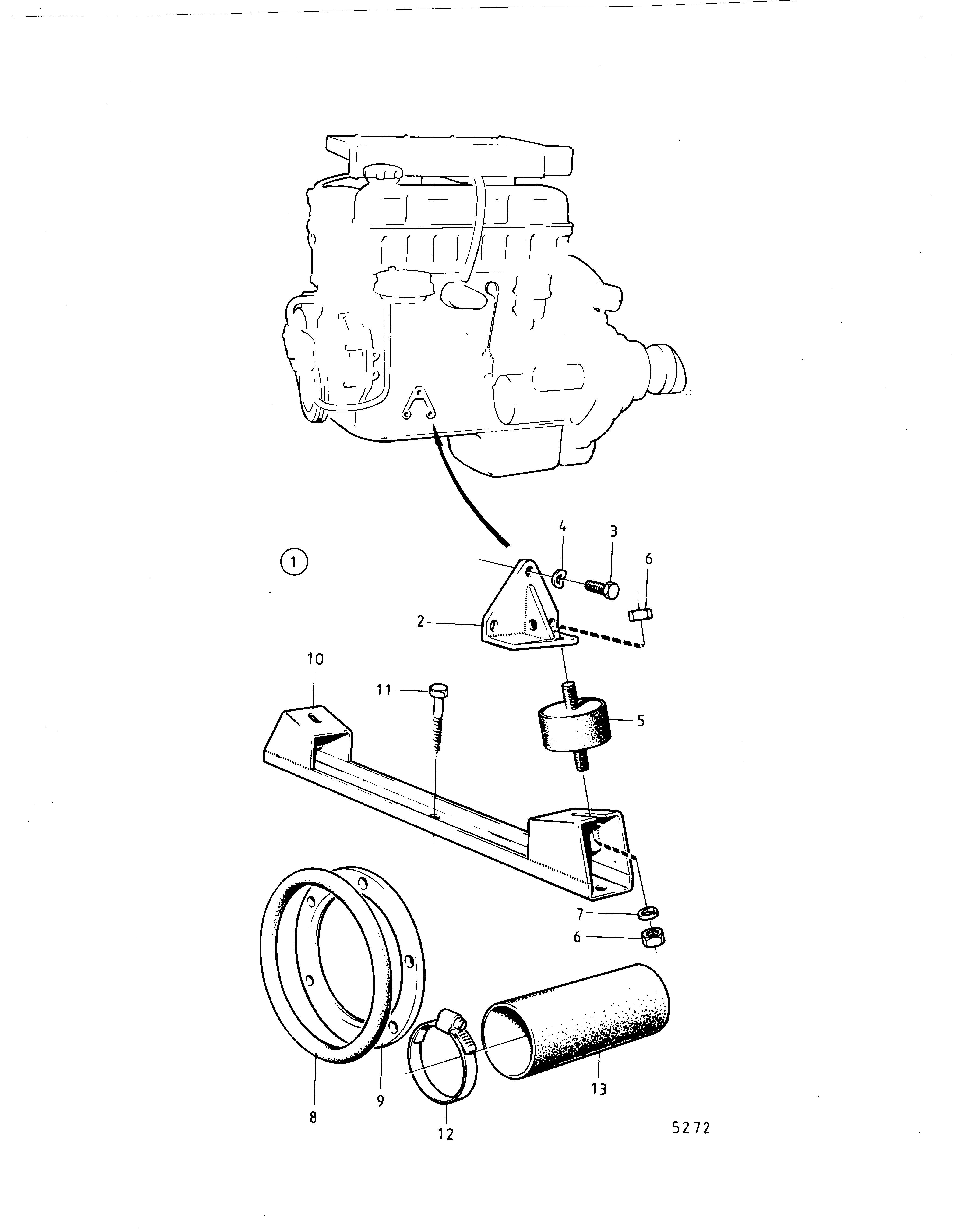 Suspensión del motor para motor con unidad de transmisión AQ 100