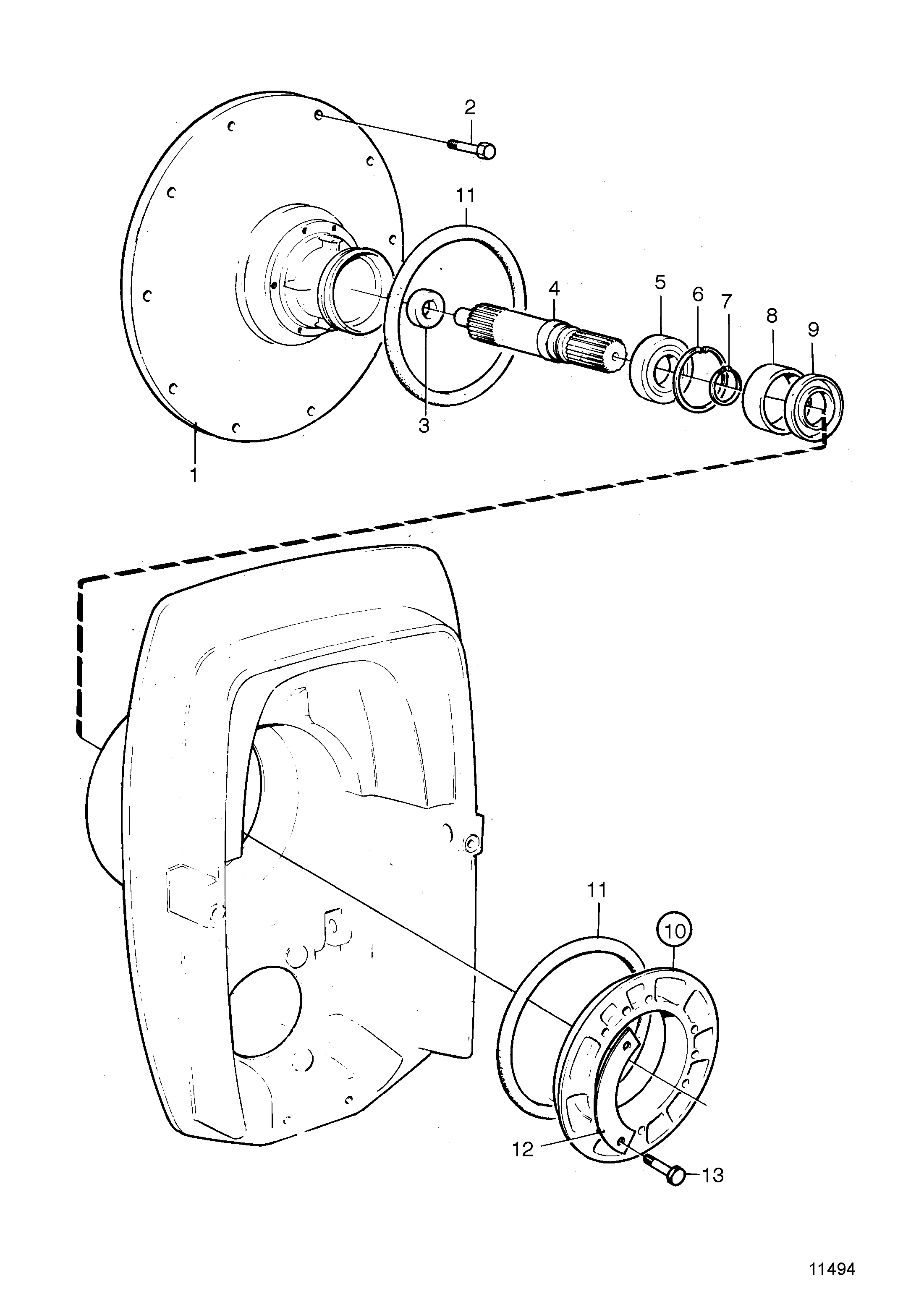 Carter de volant moteur et arbre primaire