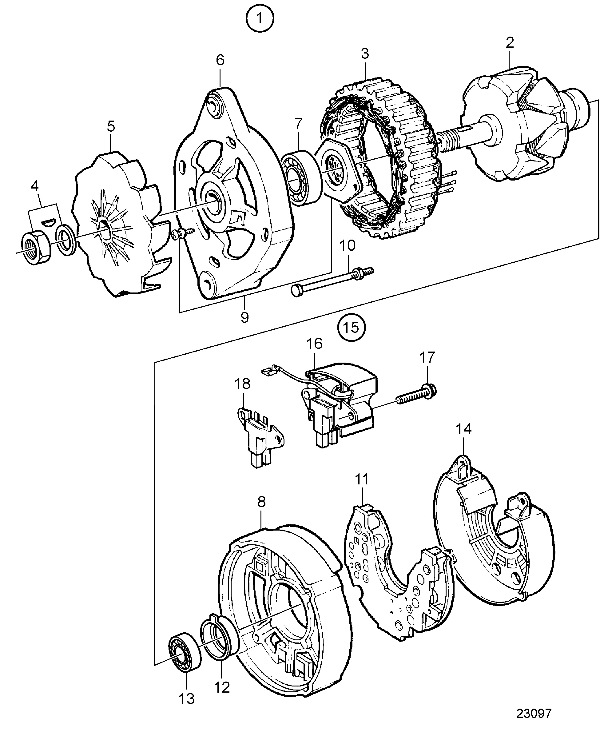Alternateur 28 V 30 A, Composants
