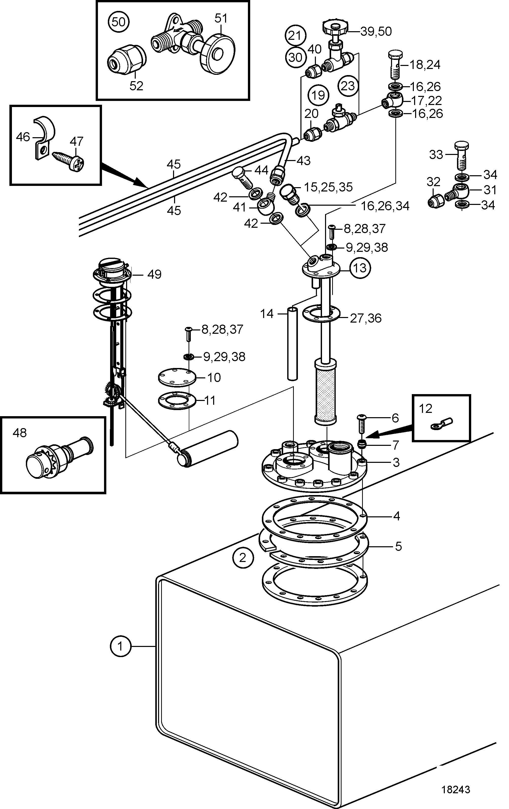 Réservoir de carburant 40 L, avec branchements