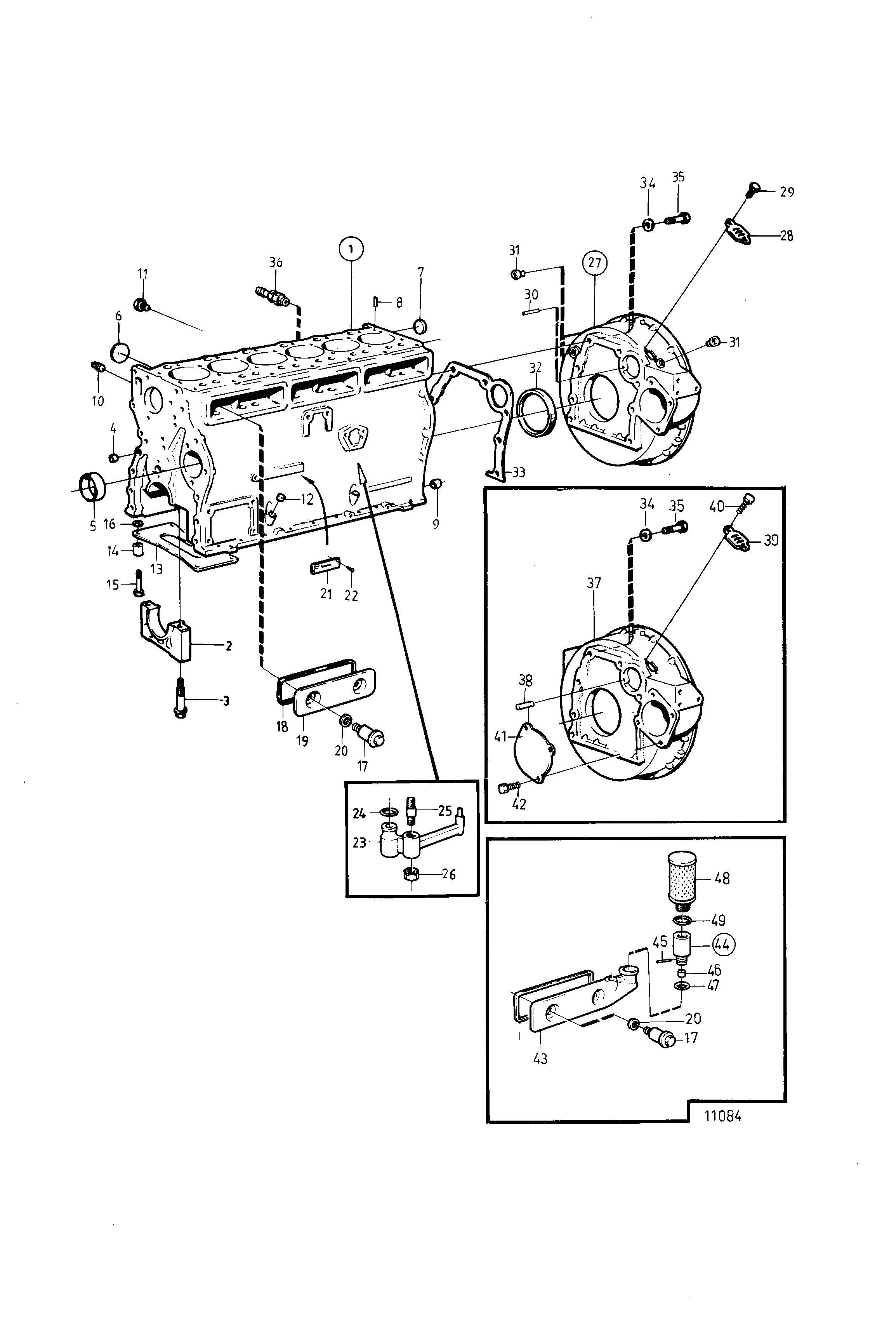 Bloc-cylindres et capot de volant moteur
