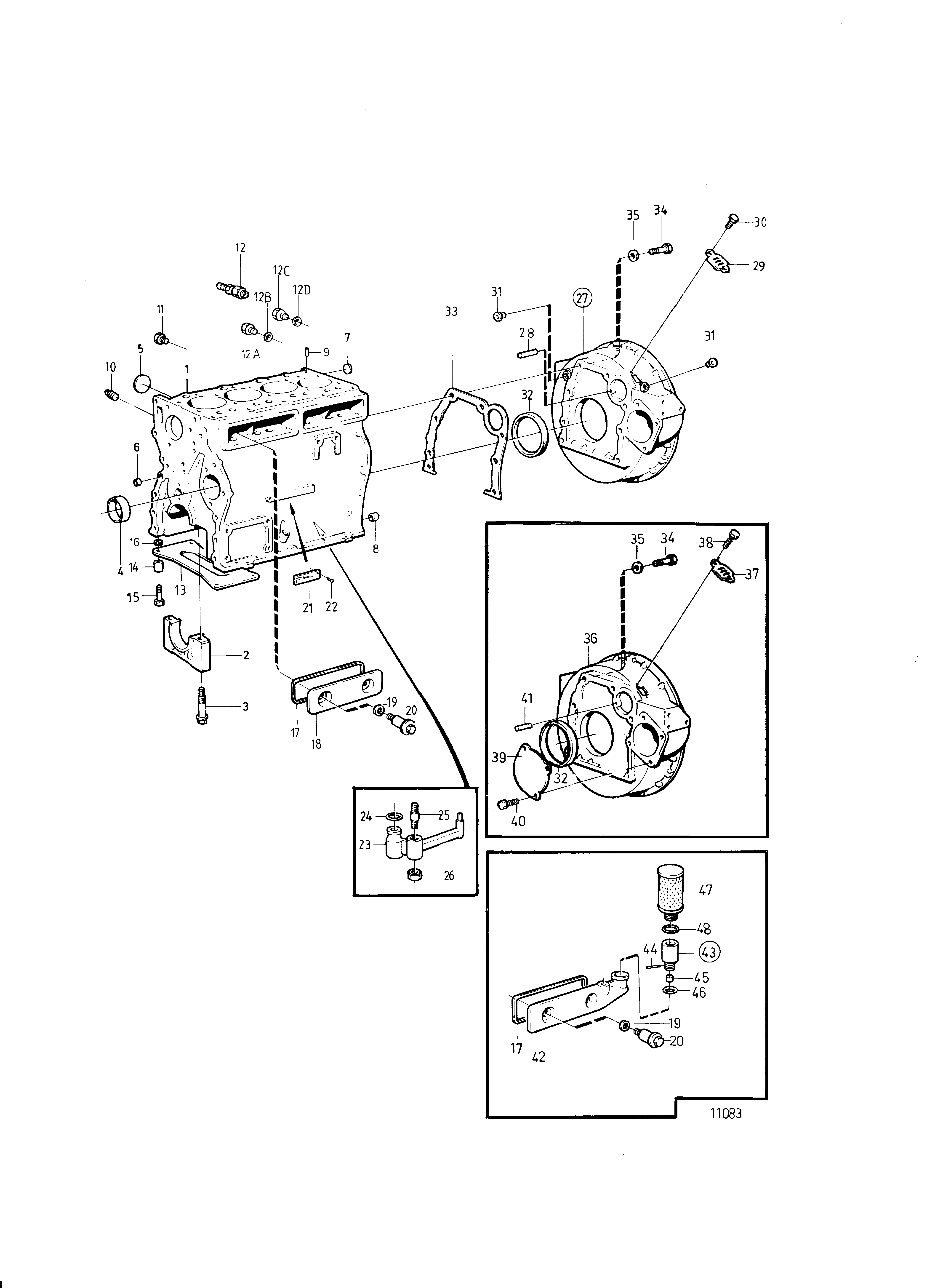 Bloc-cylindres et capot de volant moteur