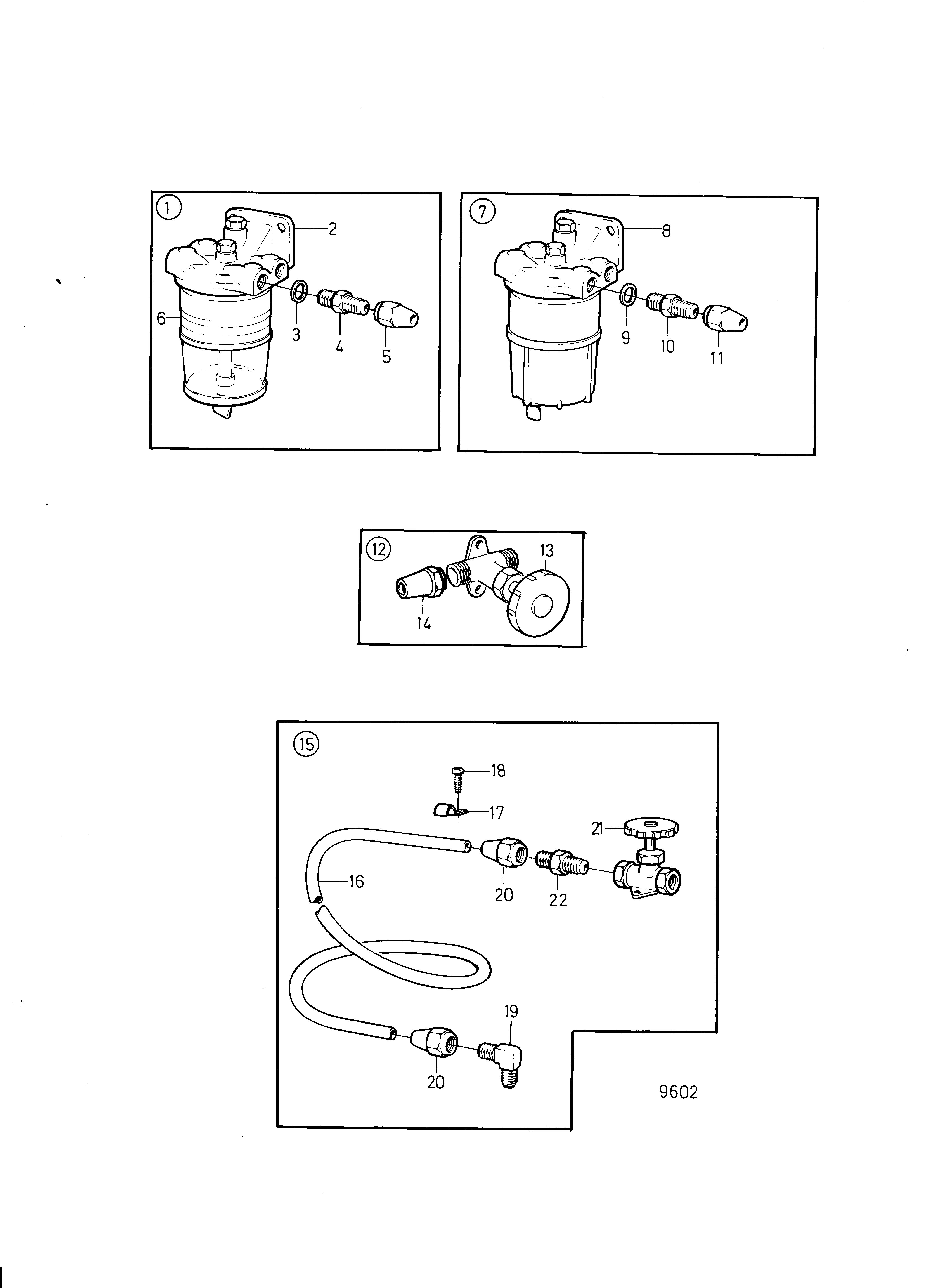 Filtre à combustible et pièces de raccordement