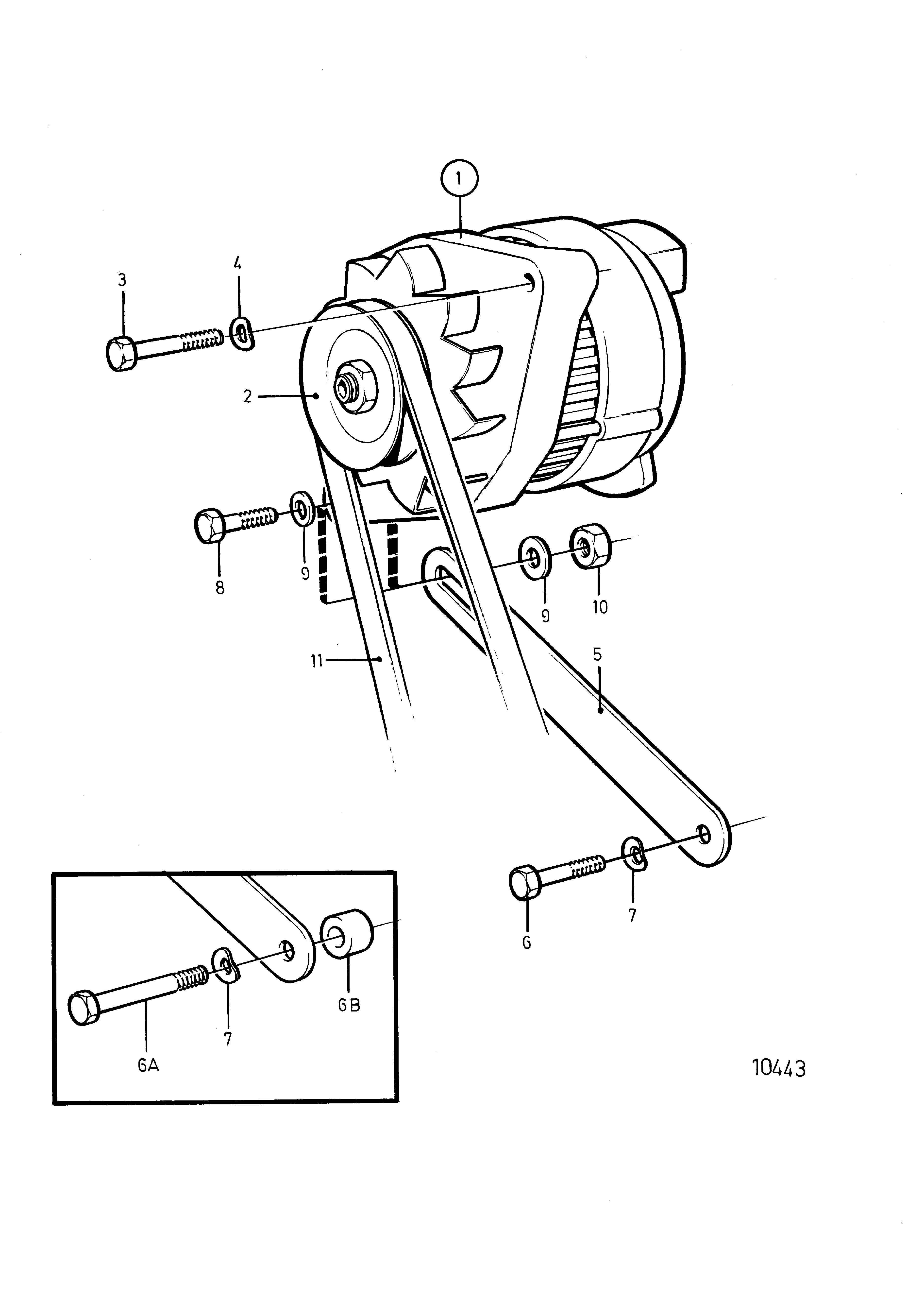 Alternatore con parti di montaggio