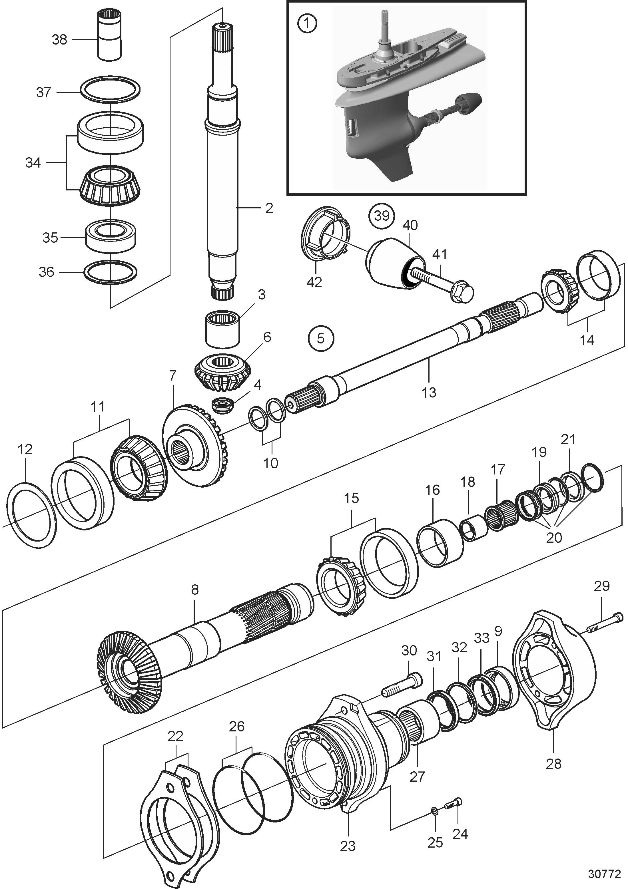 Arbre de transmission et boîtier de roulement, Duoprop ®