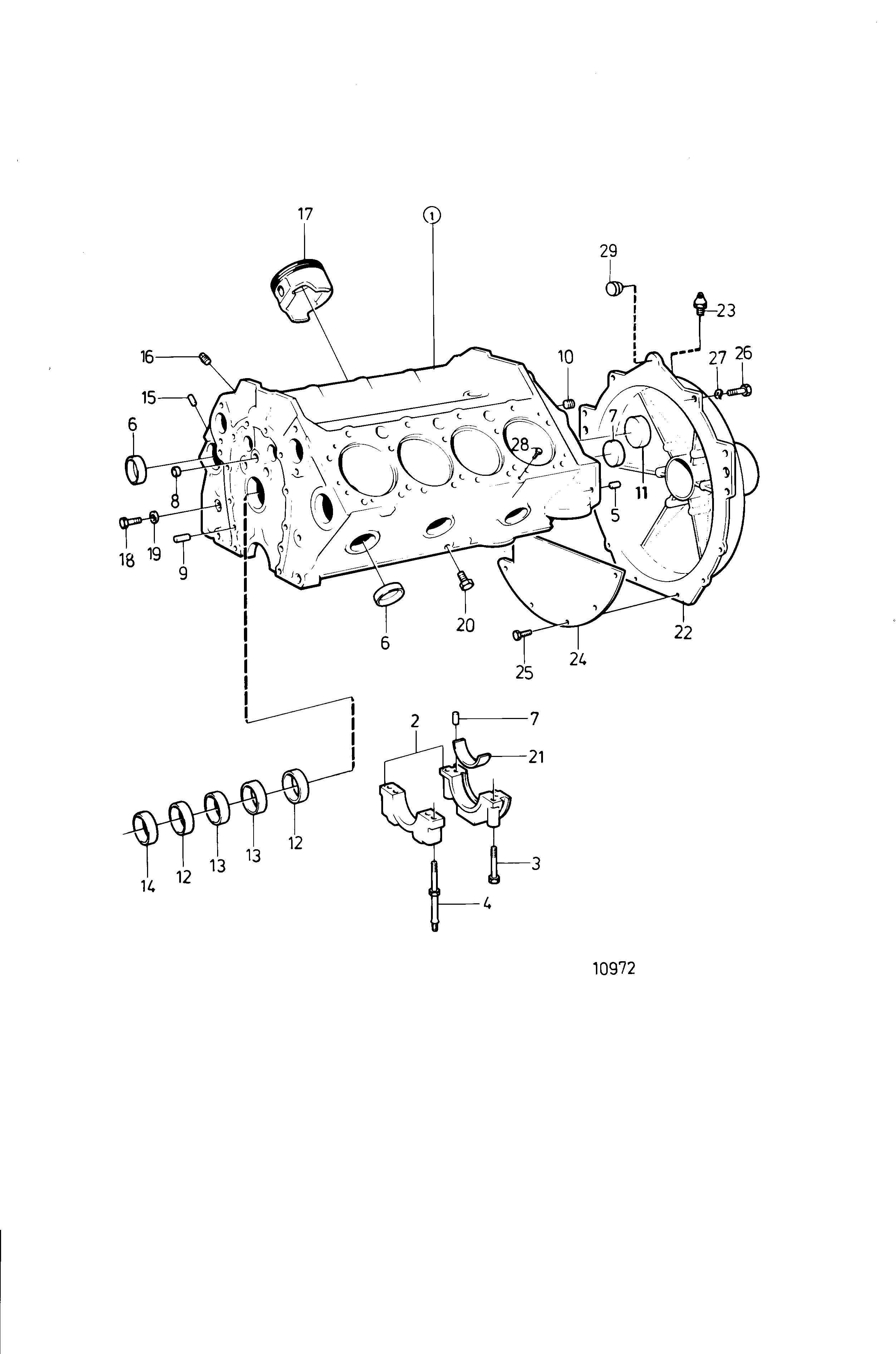 Bloc-cylindres et capot de volant moteur