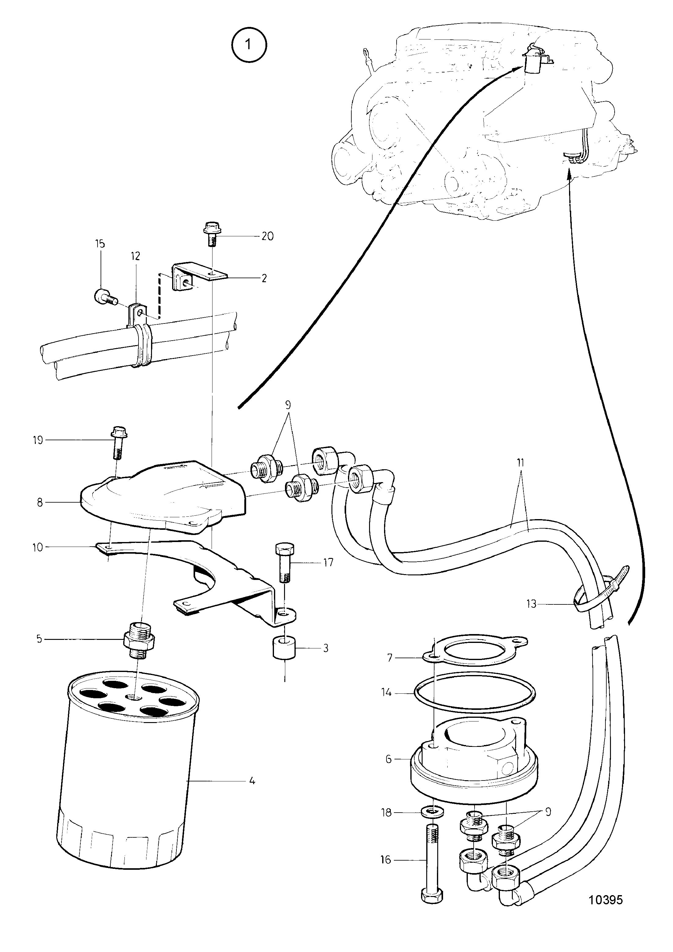 Kit de filtre à huile monté sur colonne d'échappement