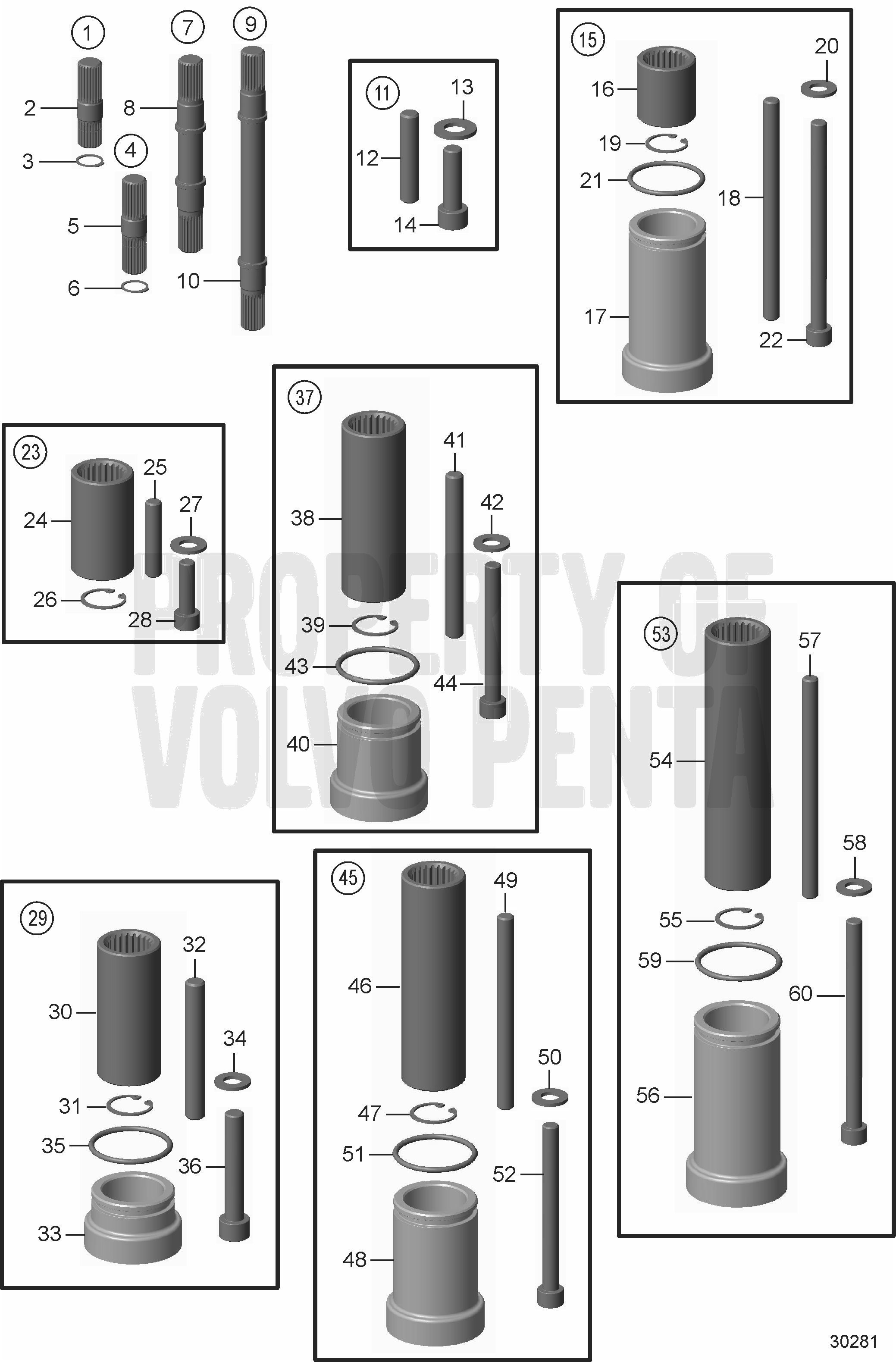 Piezas espaciadoras y tornillos