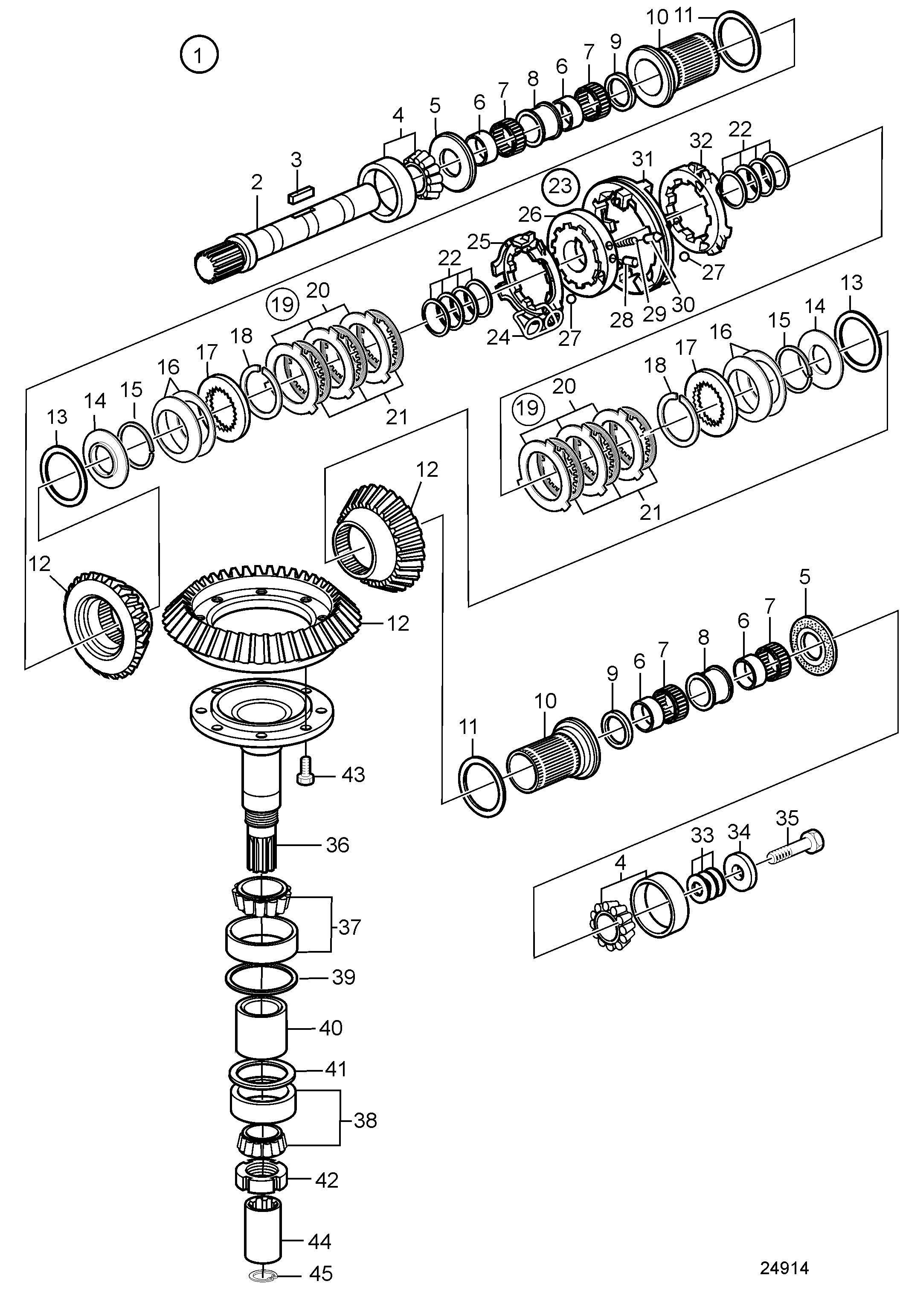 Unité d’engrenage supérieur, unité de transmission du voilier 130S, 130SR, composants
