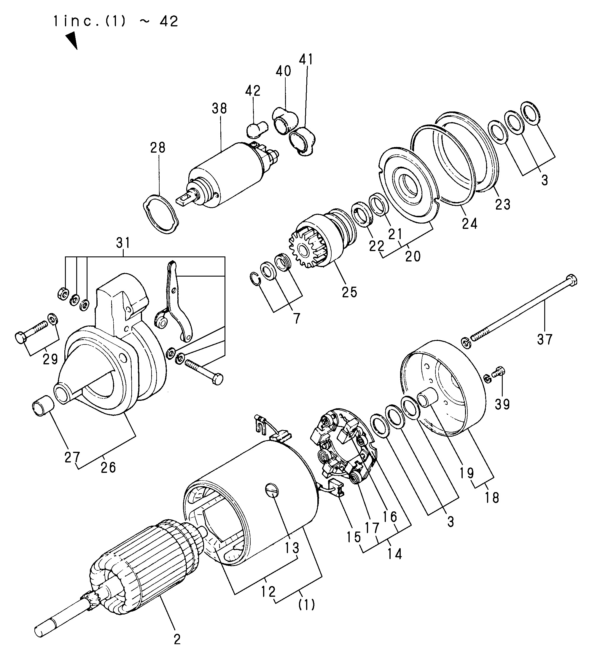 FIG 32. STARING MOTOR COMPONENT PART (12V 1.8KW)