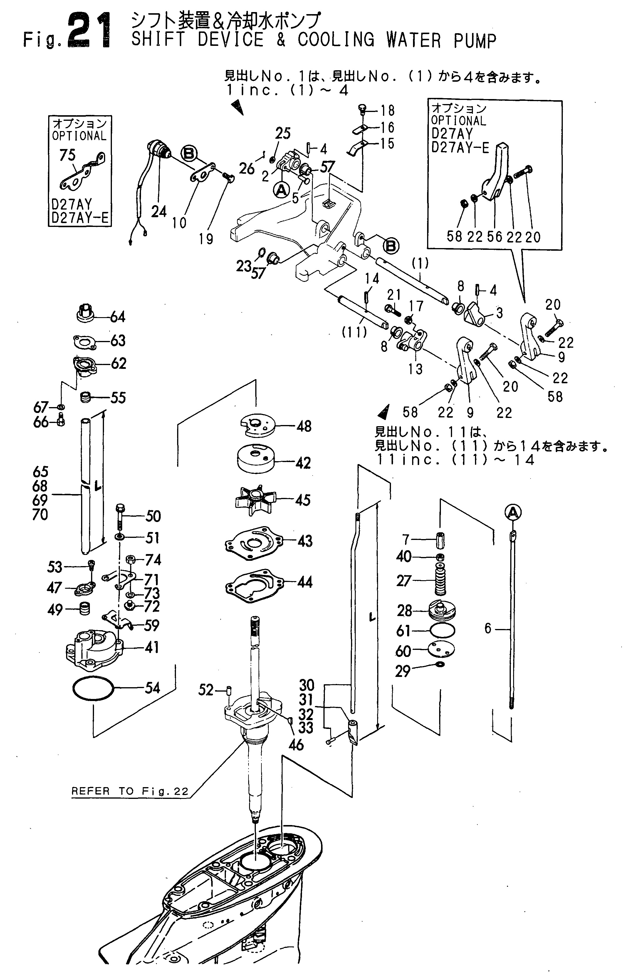 FIG 21. SHIFT DEVICE &amp; COOLING WATER PUMP