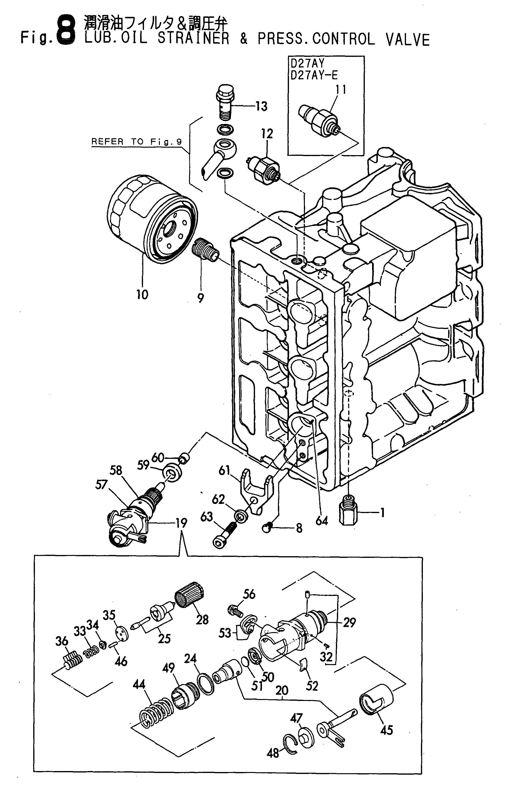 FIG 8. LUB.OIL STRAINER & PRESS.CONTROL VALVE