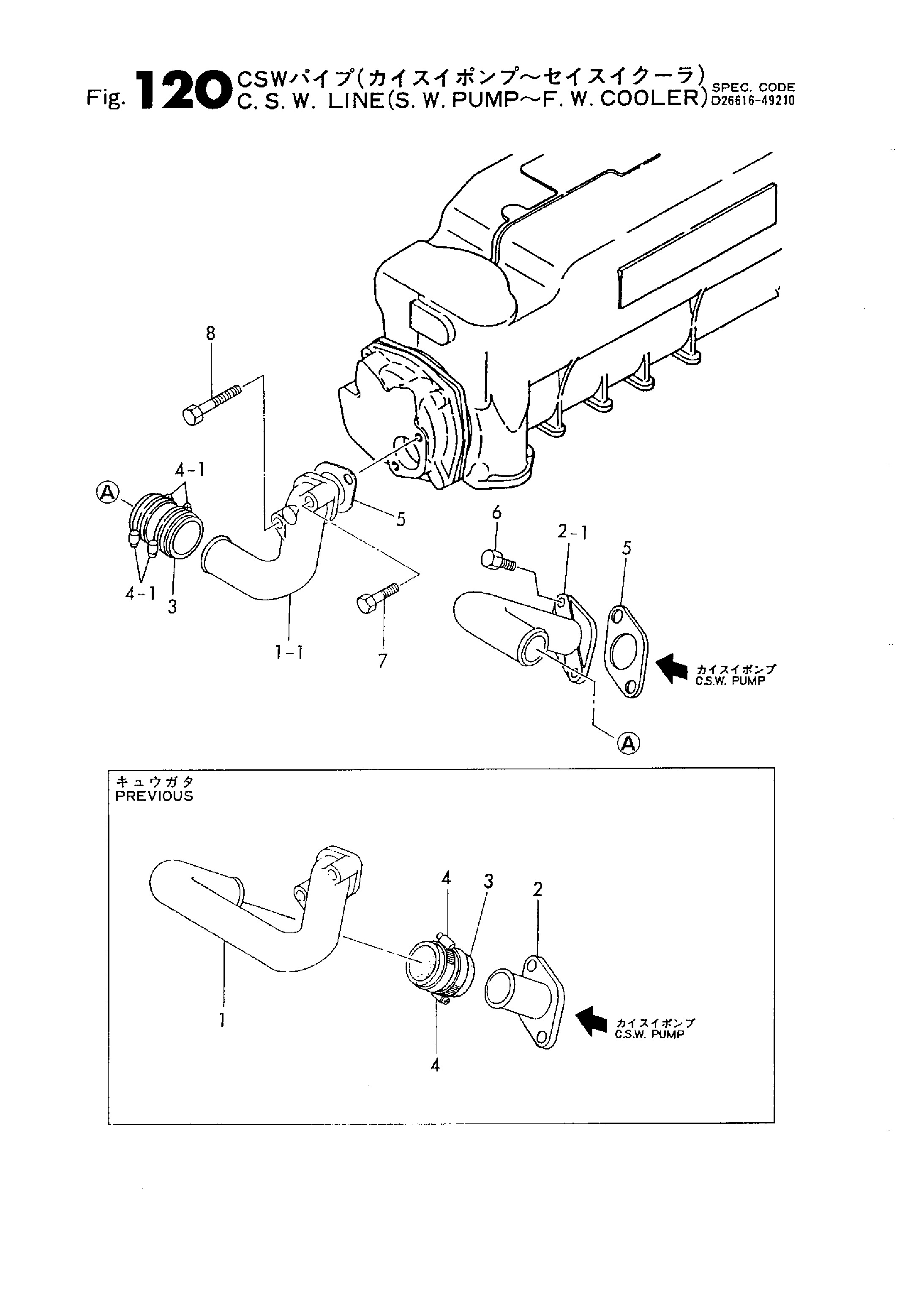 FIG 120. C.S.W.LINE(S.W.PUMP-F.W.COOLER