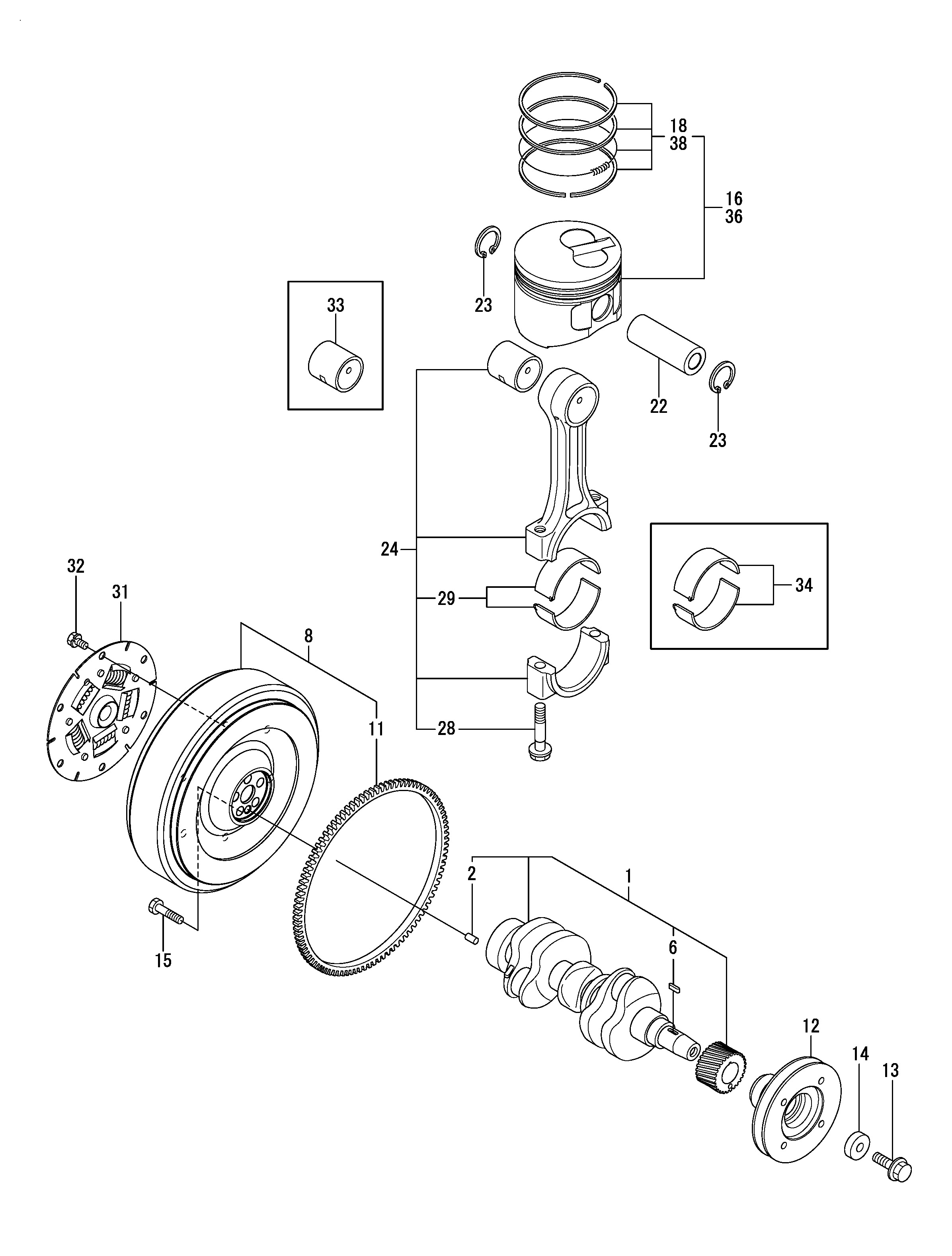 FIG 13. CRANKSHAFT & PISTON