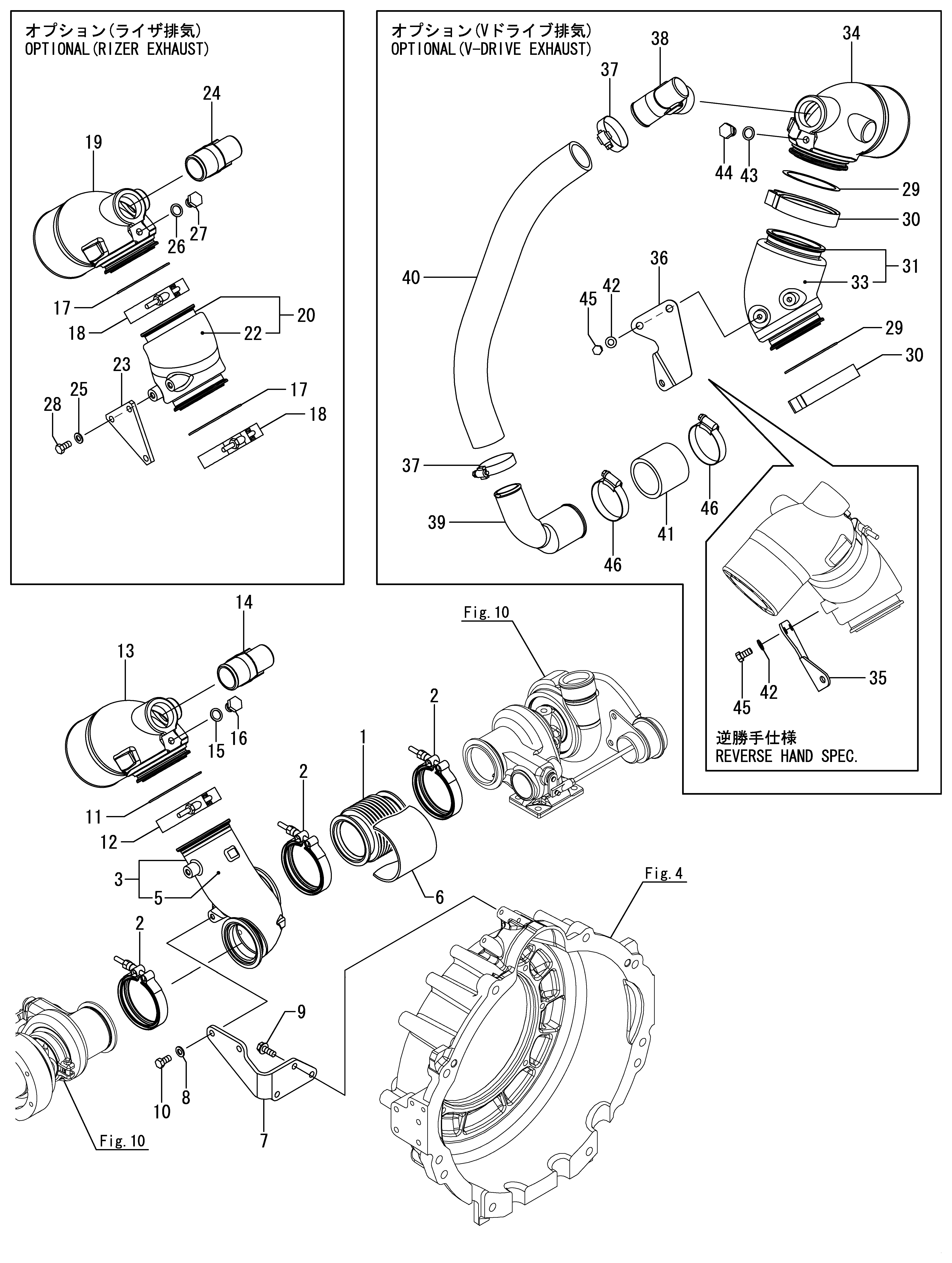 FIG 12. BENDE D'EXPORTATION ET ELBOW MIXTE (8LV320,350,370)