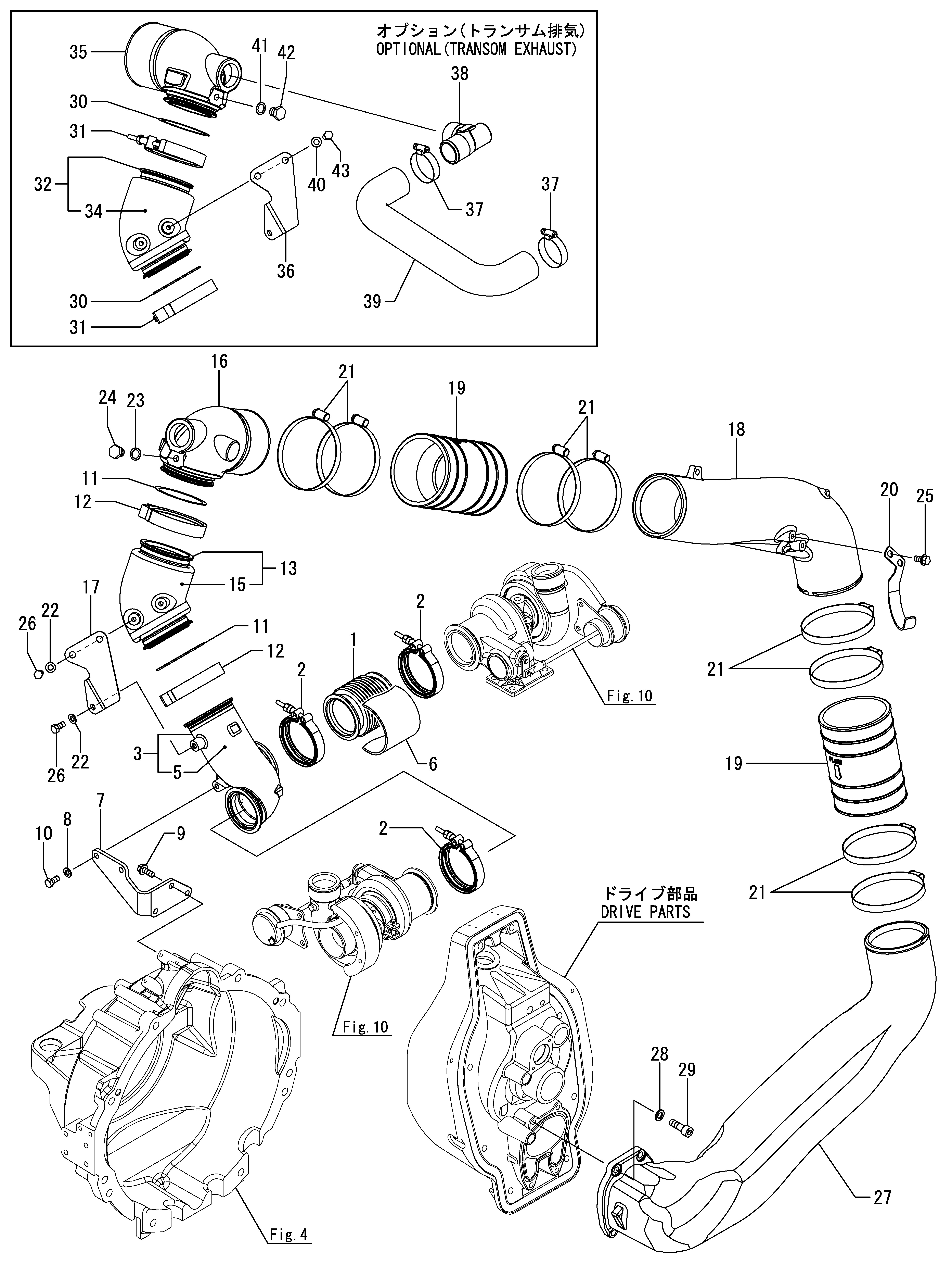FIG 13. BENDE D'EXPORTATION ET ELBOW MIXTE (8LV320Z,350Z,370Z)