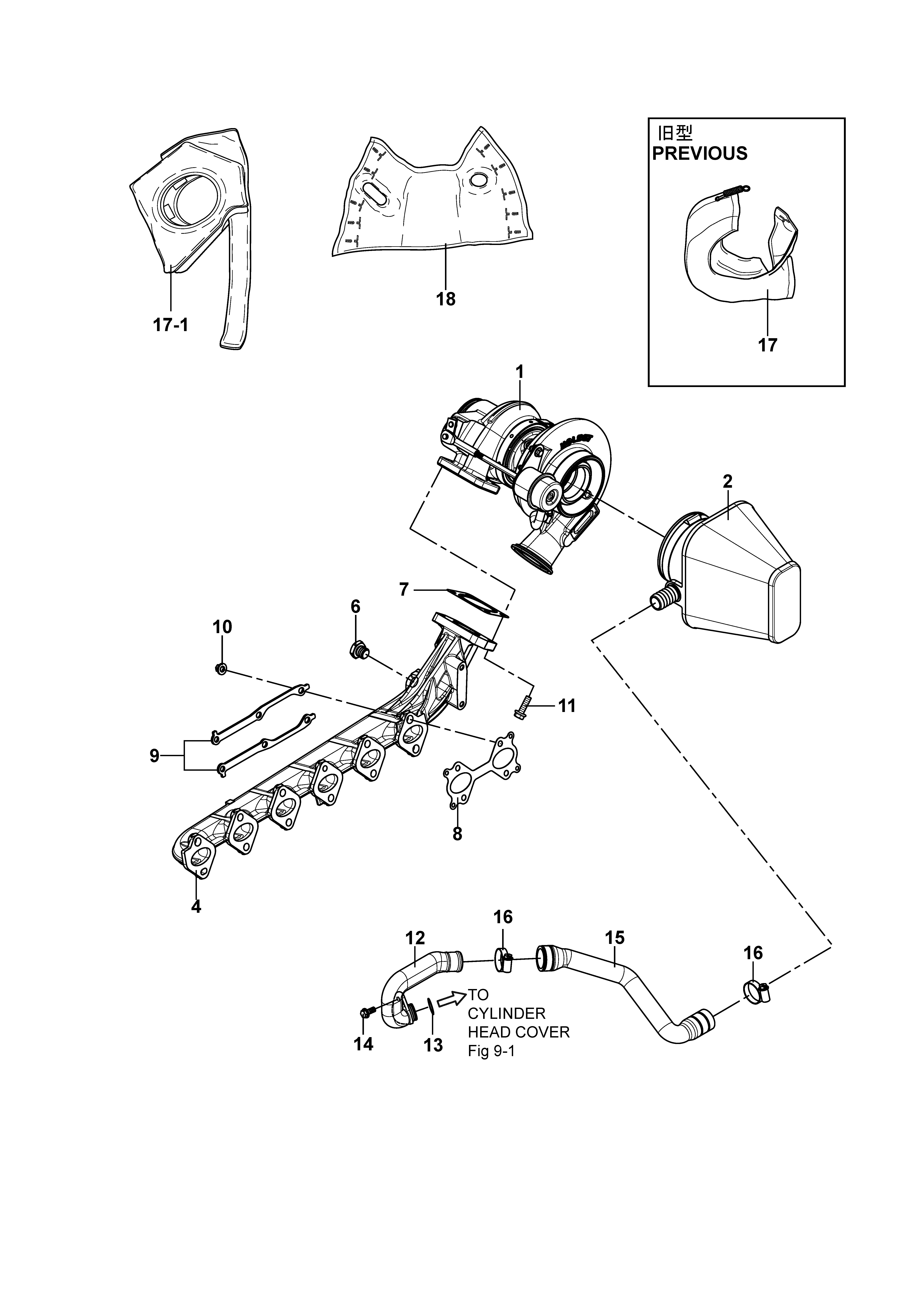 FIG 11. TURBOCHARGEUR ET FILTRE AÉRIEN