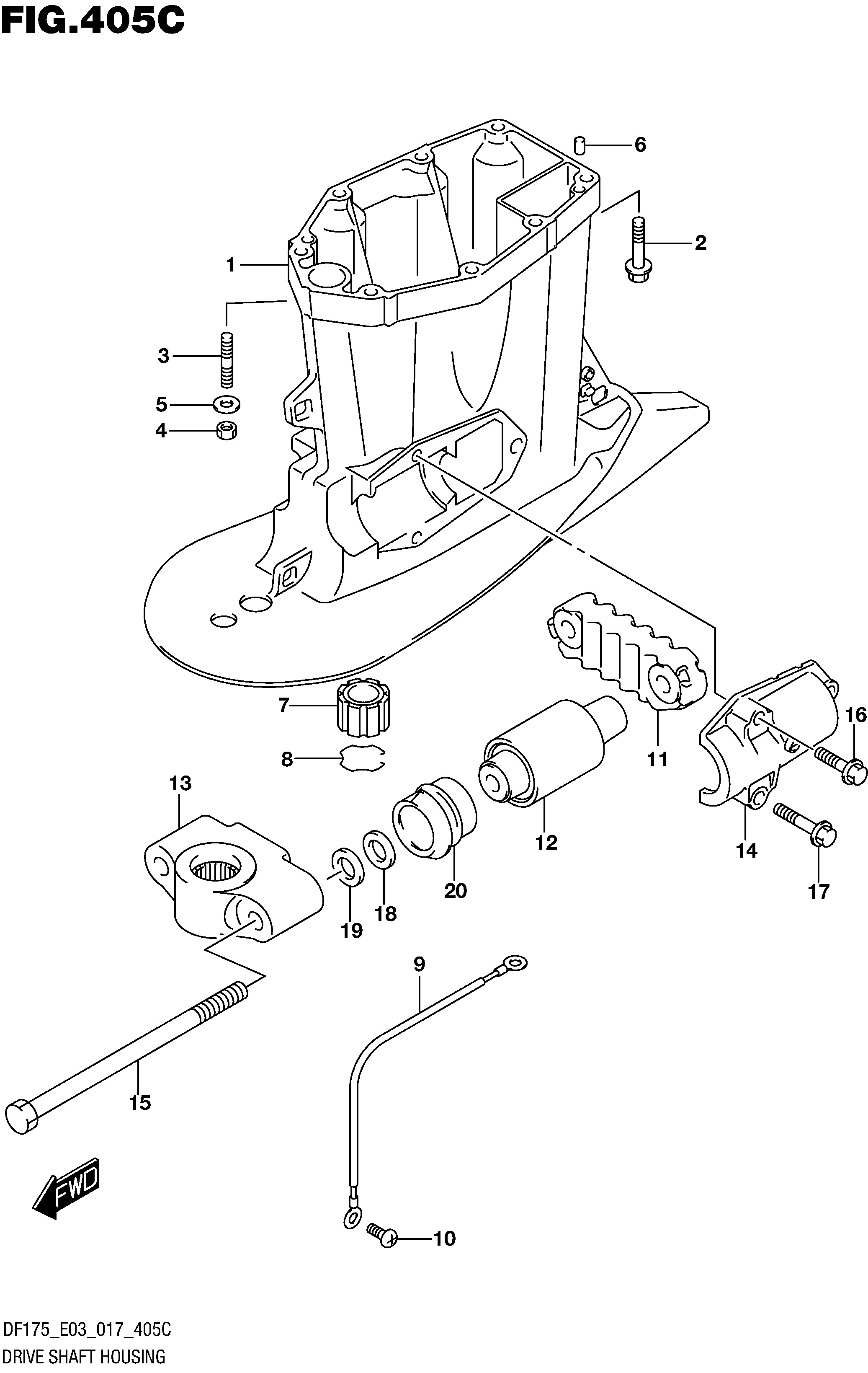 Carter d'arbre de transmission (DF175T E03)