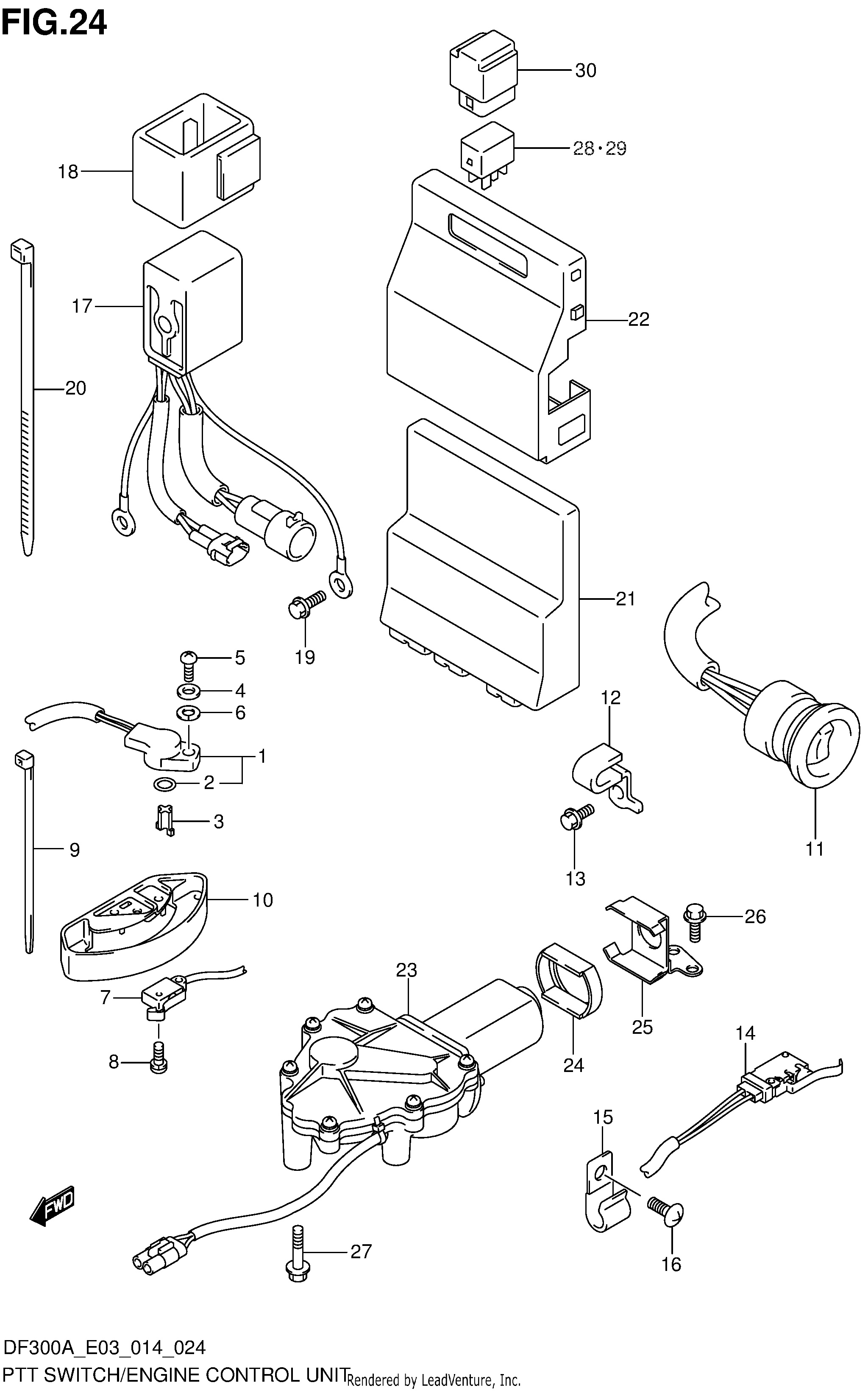 UNIDAD DE CONTROL DEL MOTOR CON INTERRUPTOR PTT (DF300A E03)