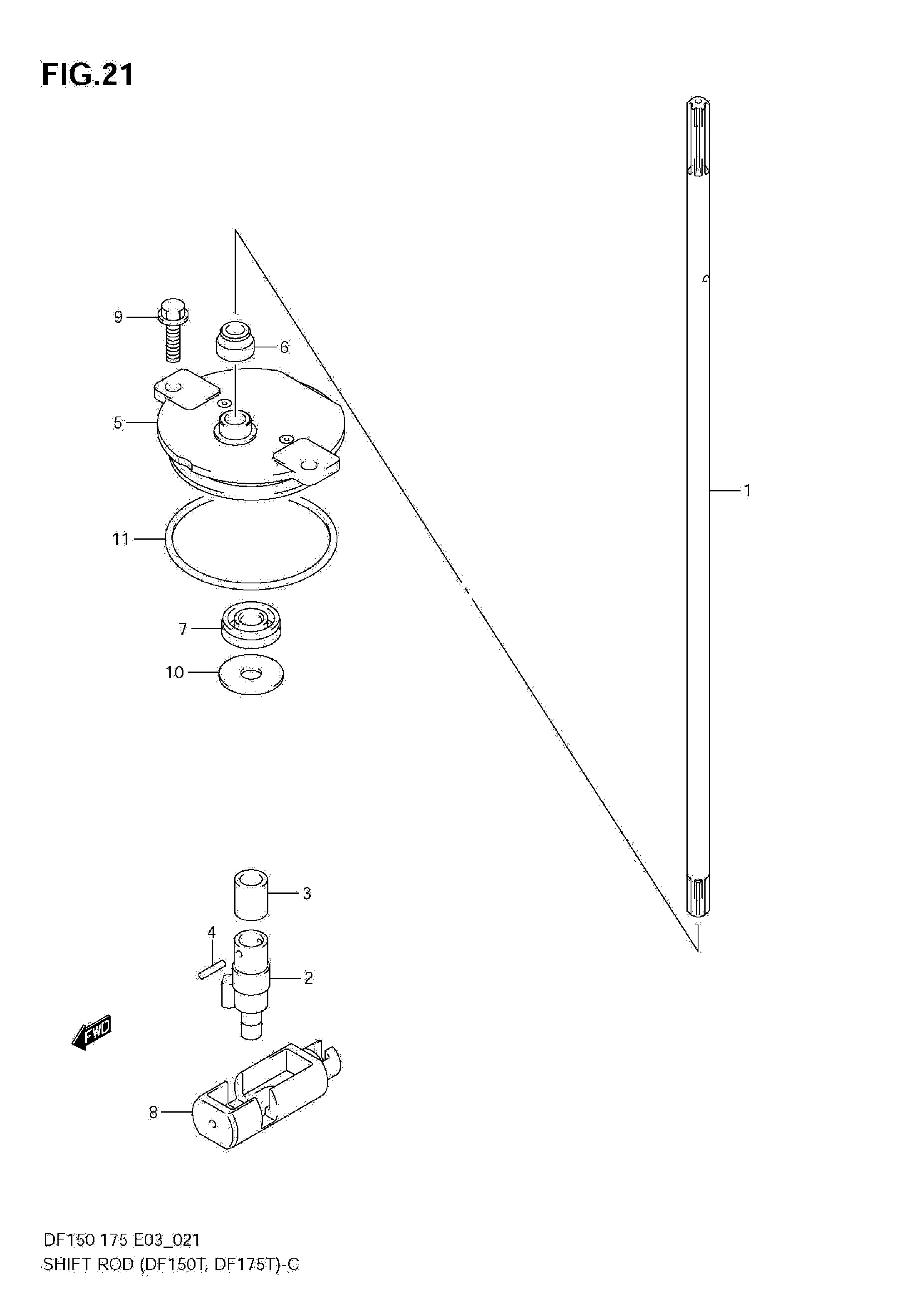 TIGE D'EMBRAYAGE (DF150T,DF175T)