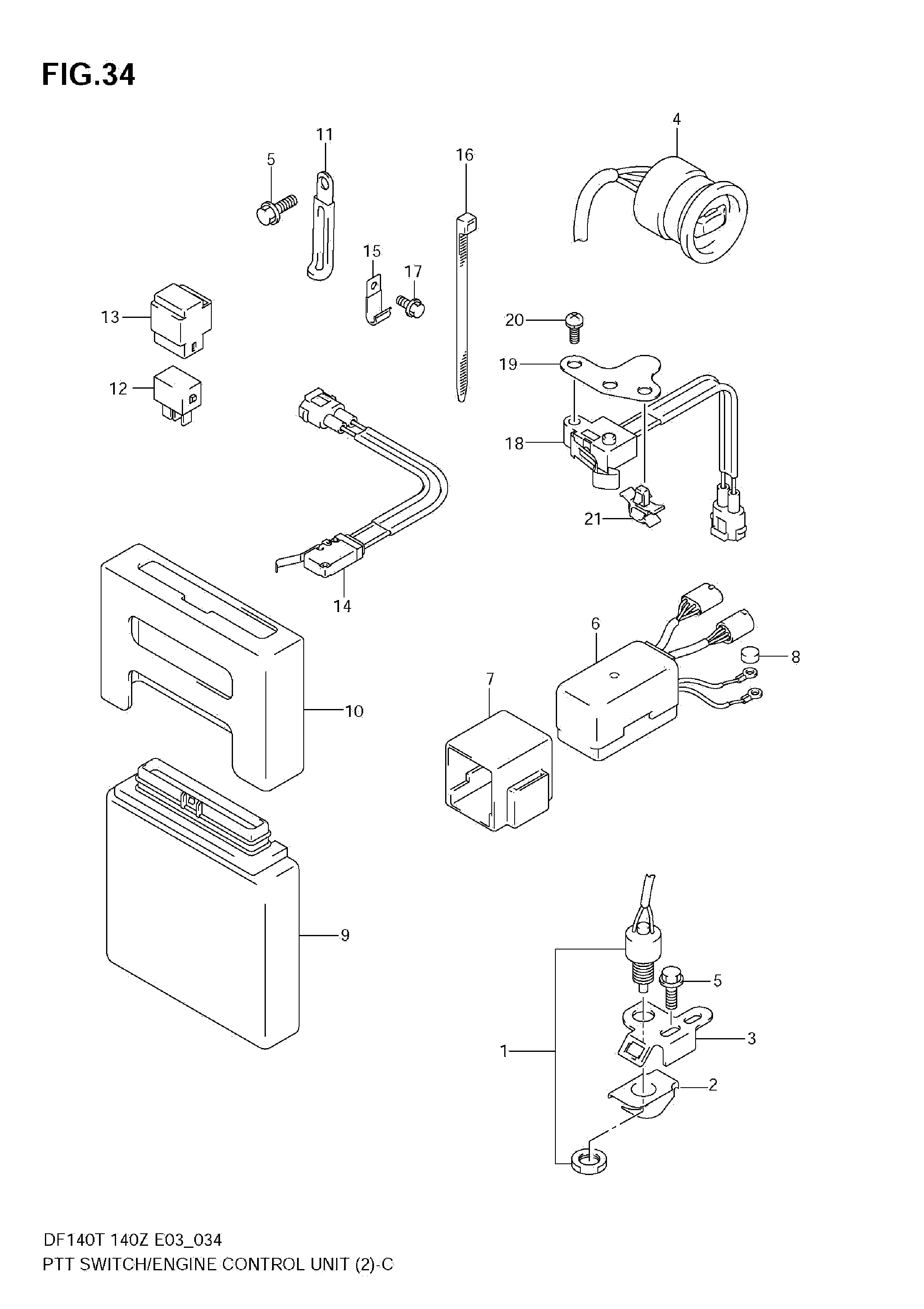 INTERRUPTOR PTT Y UNIDAD DE CONTROL DEL MOTOR (MODELO 04-)