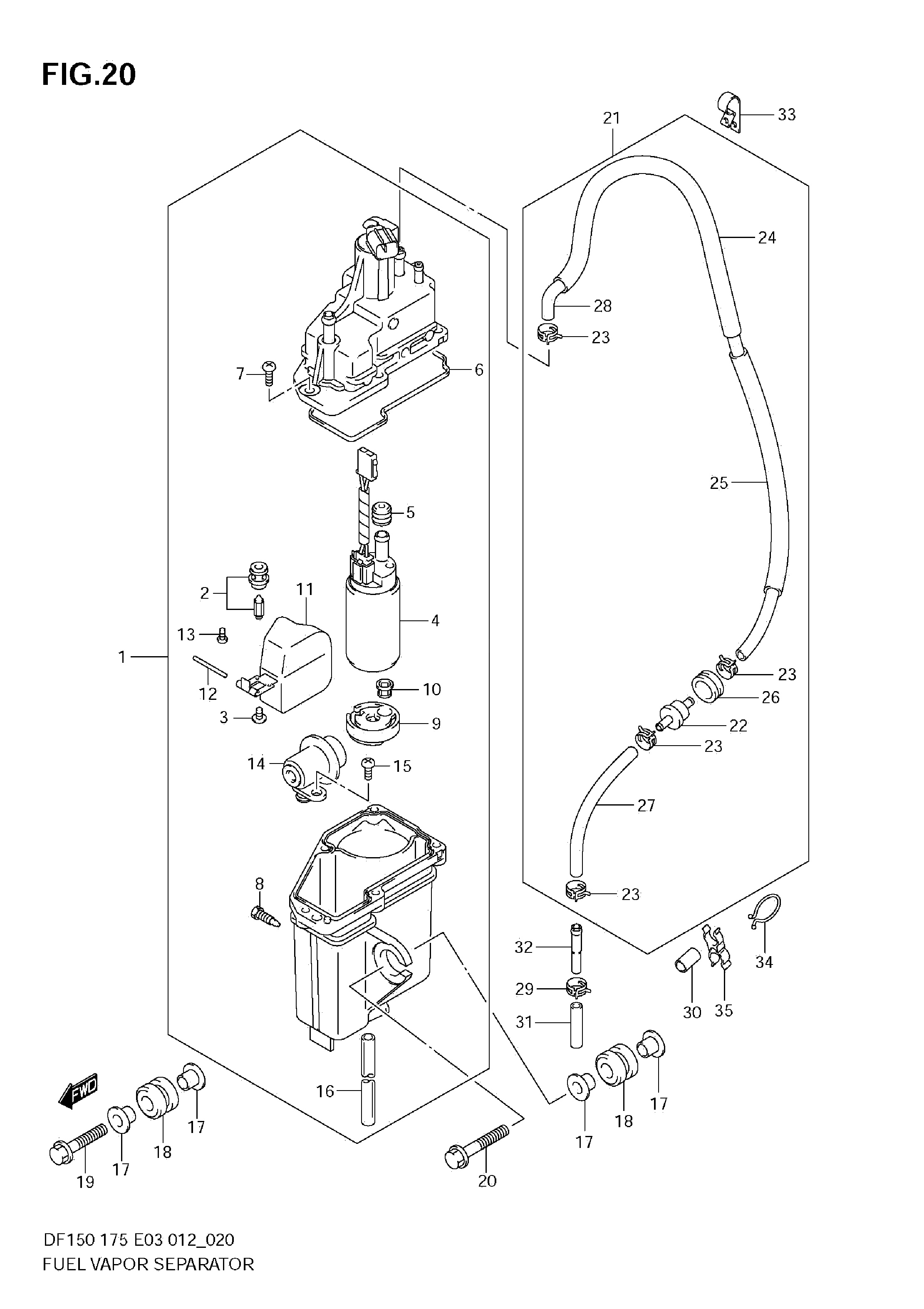 SEPARADOR DE VAPOR DE COMBUSTIBLE (DF150Z)