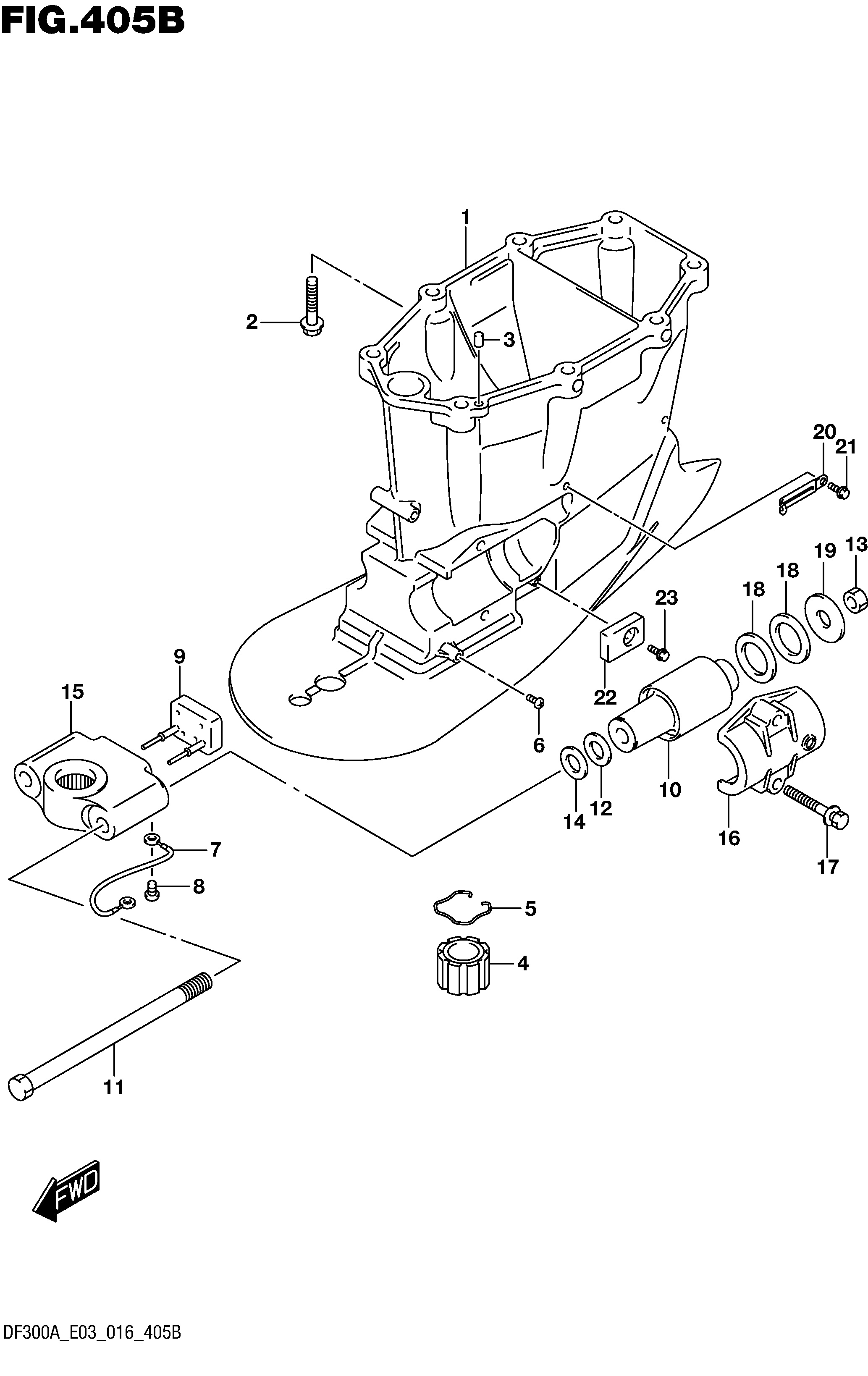 Carter dell'albero di trasmissione (X) (DF250A E03)