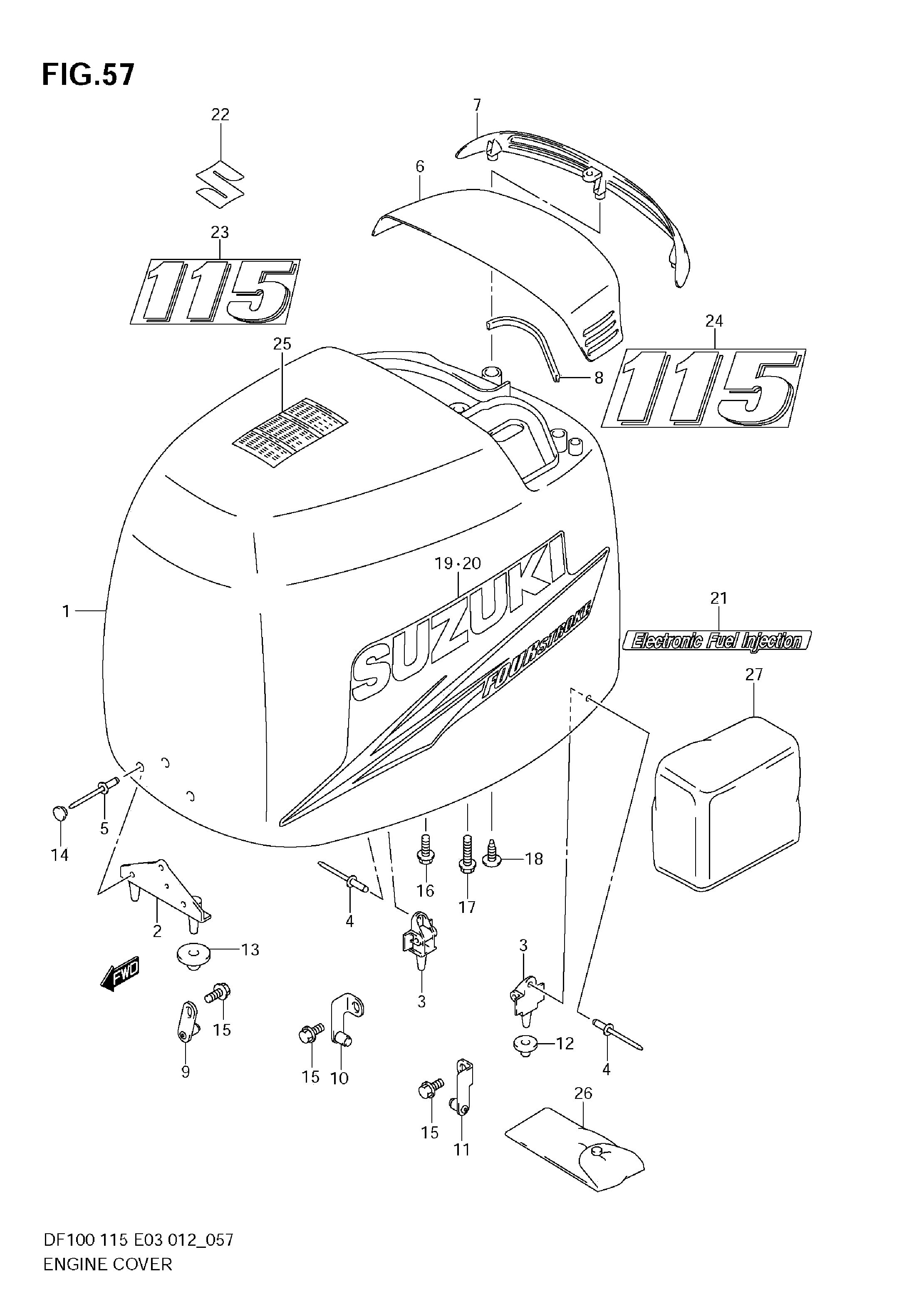 Capot moteur (DF115Z)