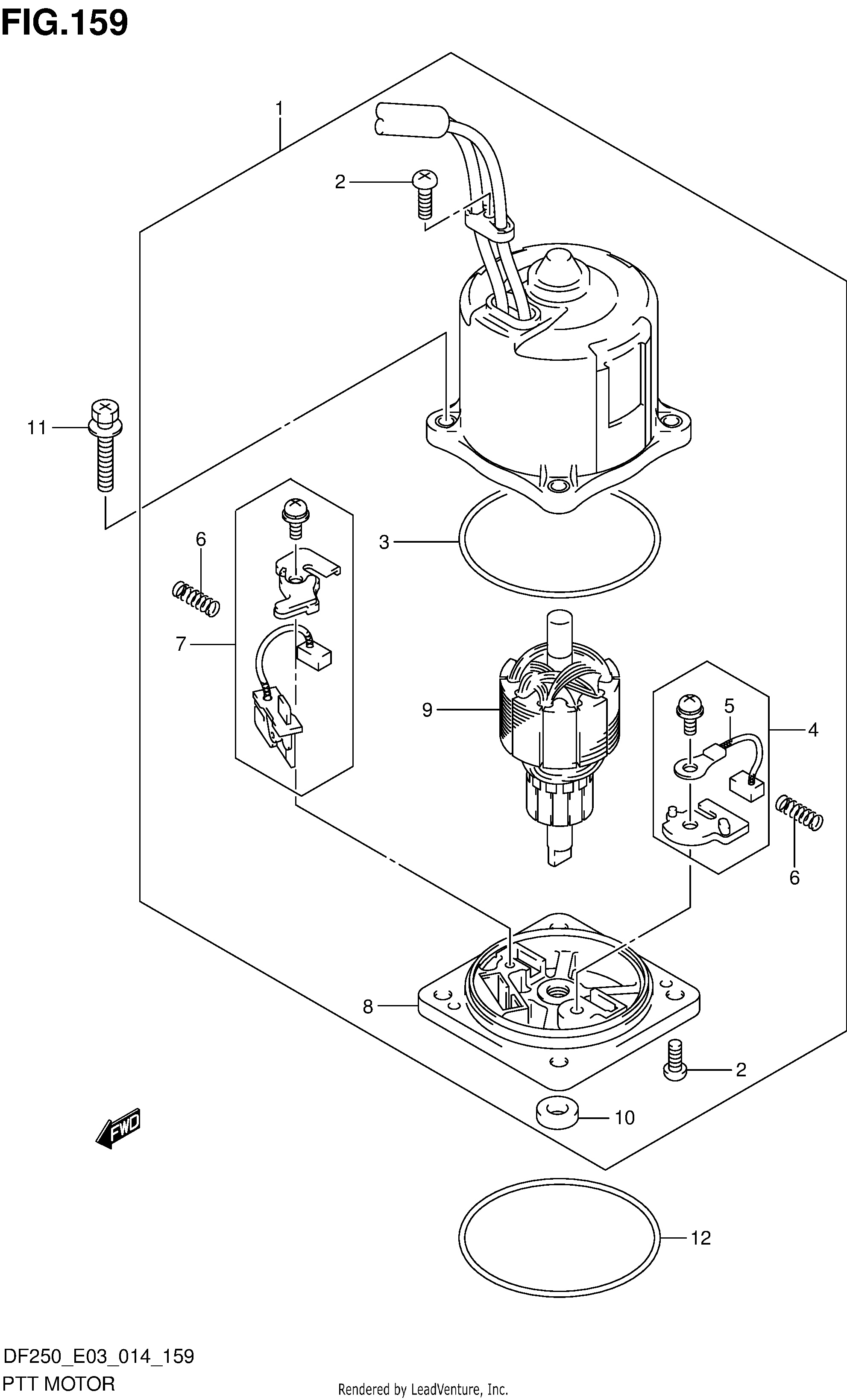 Tableau arrière du moteur PTT (X) (DF200T E03)