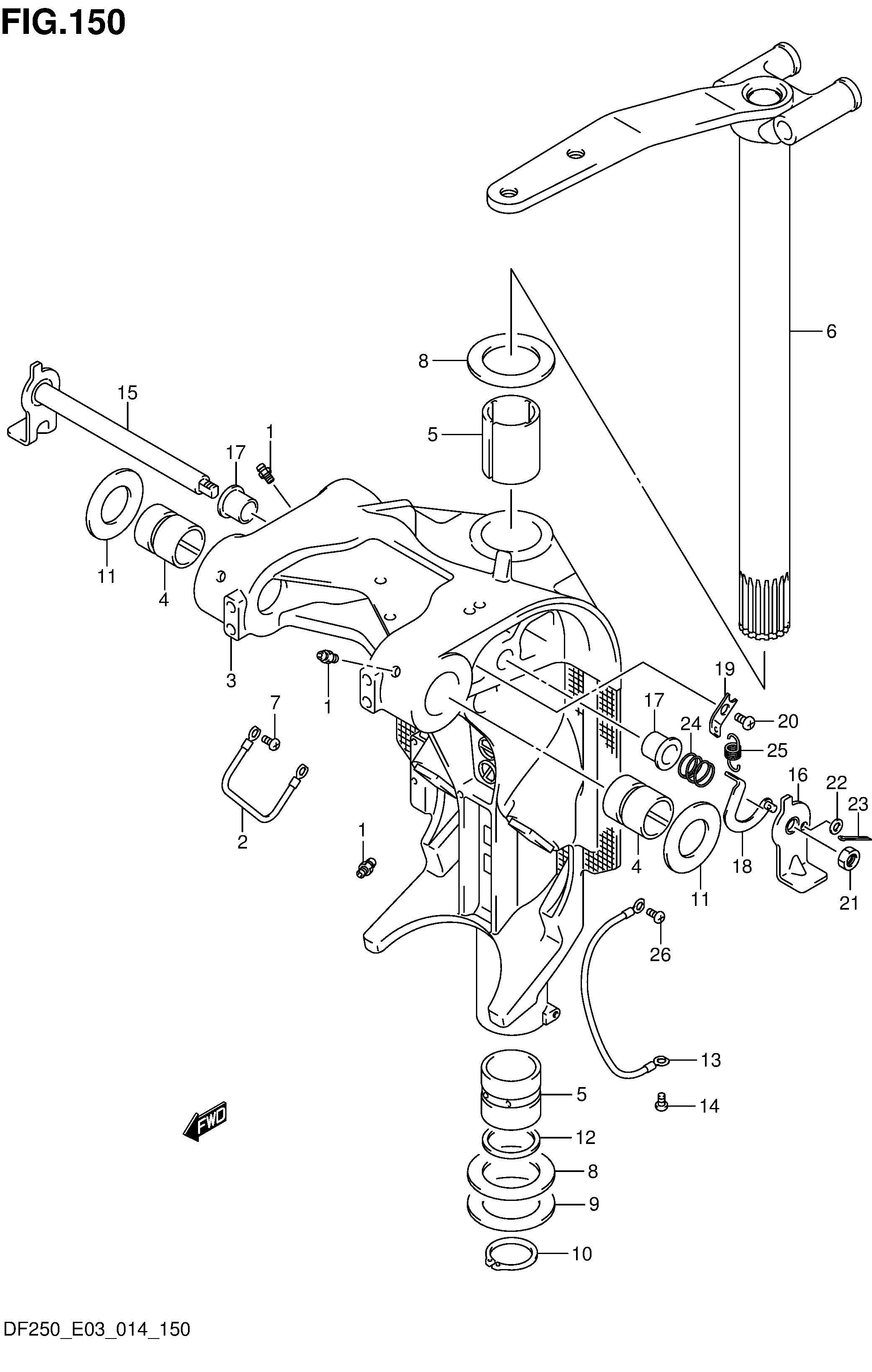 SUPPORT PIVOTANT TRAVERSE (L) (DF250ST E03)