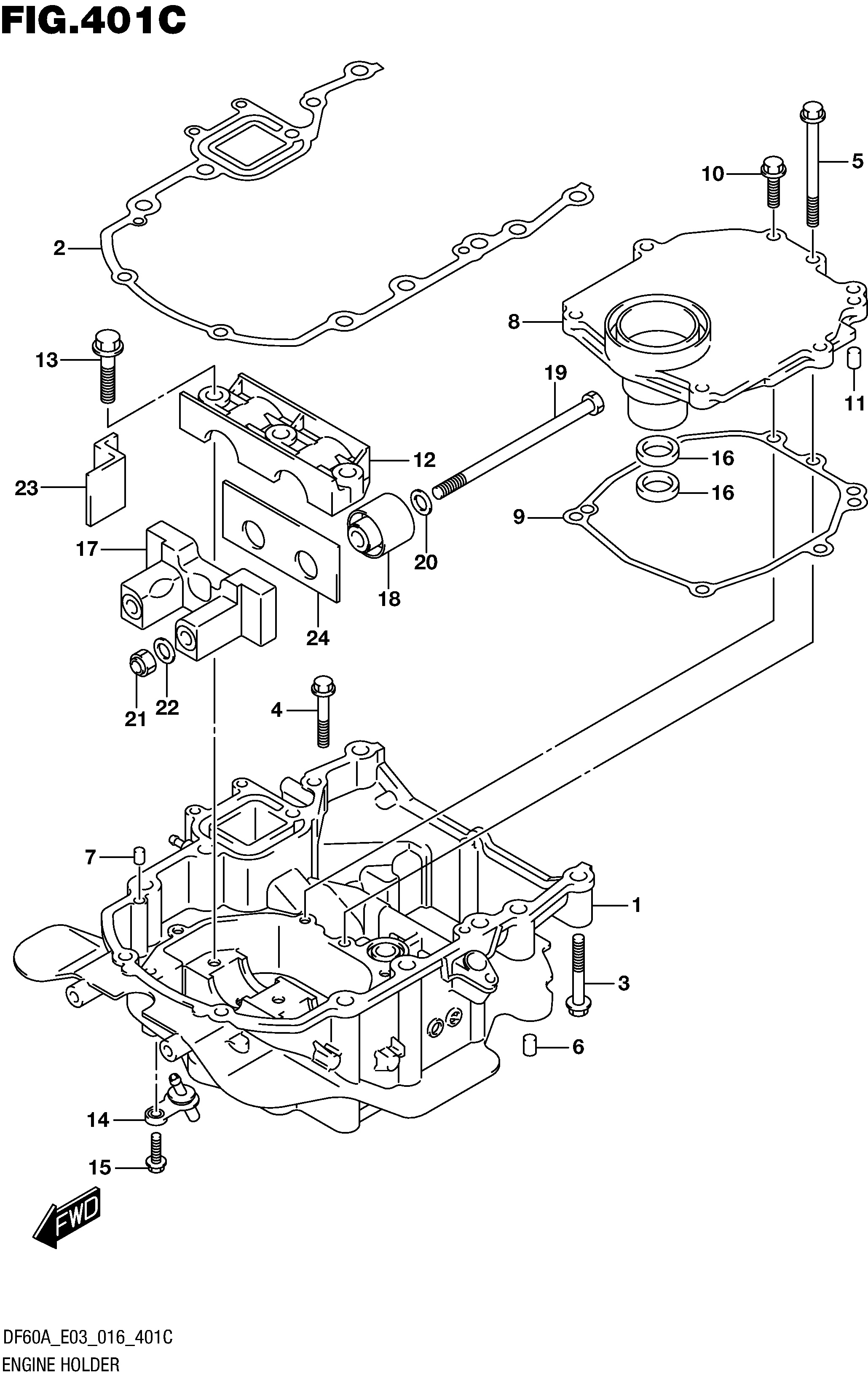 SUPPORT MOTEUR (DF60A E03)