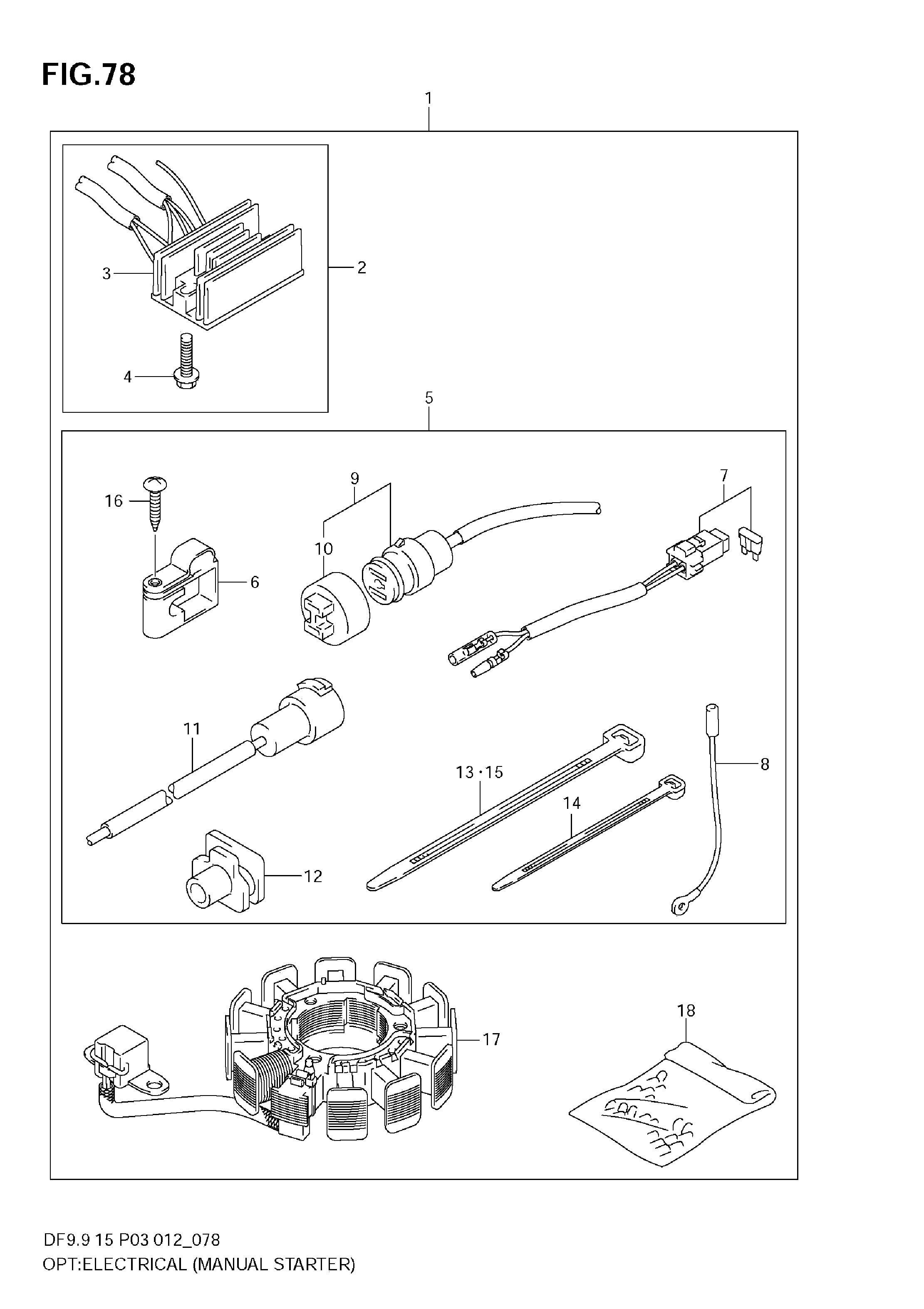 Option - équipement électrique (MANUAL STARTER) (DF15)
