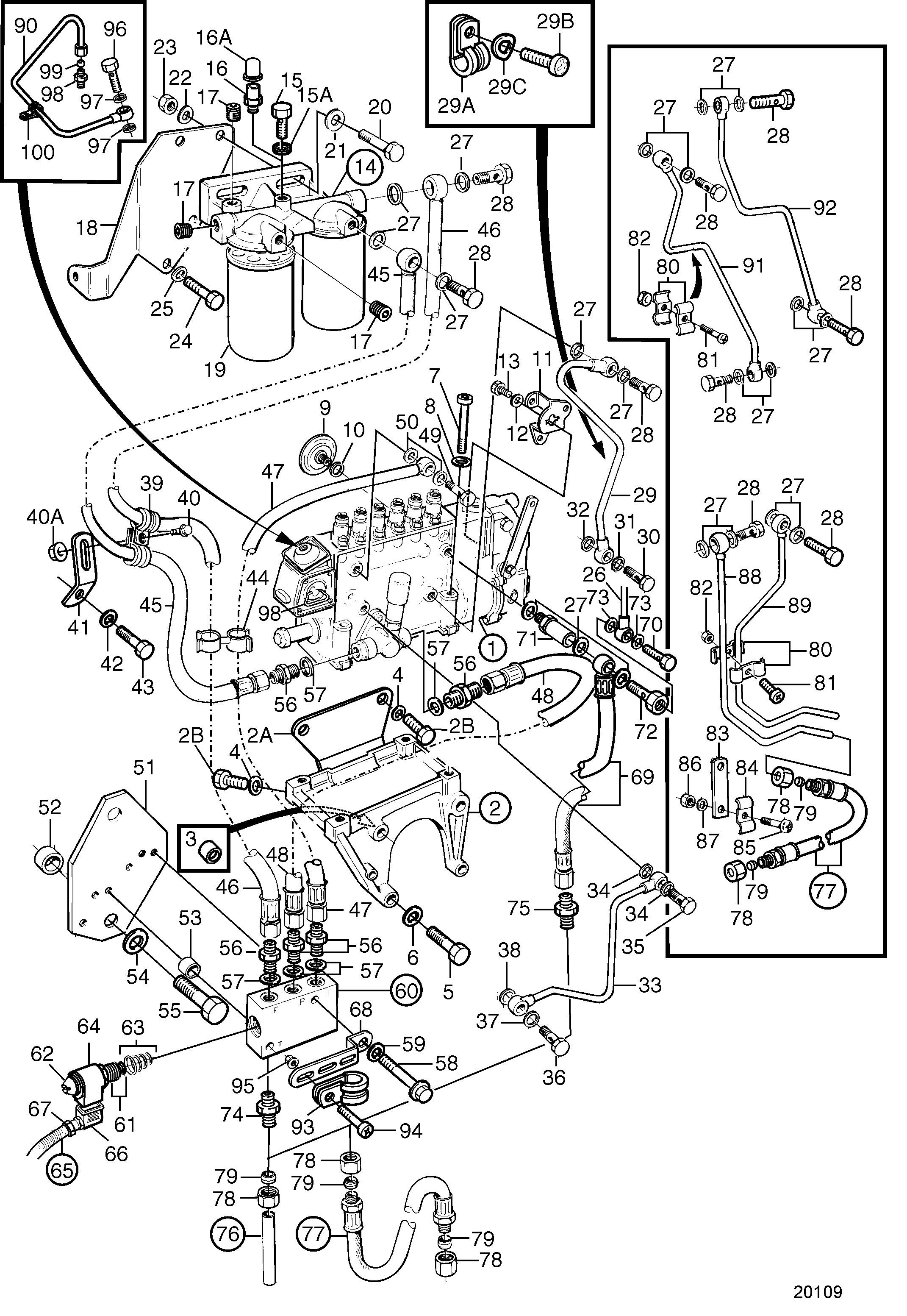 Pompe d’injection et filtre à carburant. Alternateur standard du système de carburant avec soupape d’arrêt