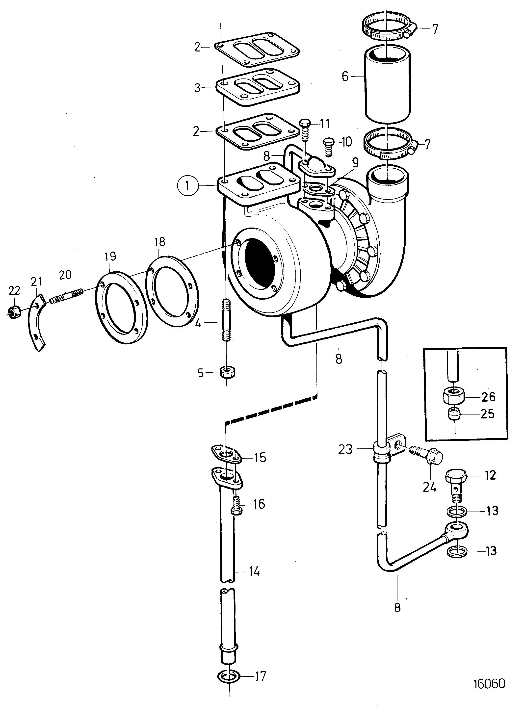 Turbocompresseur, monté en bas