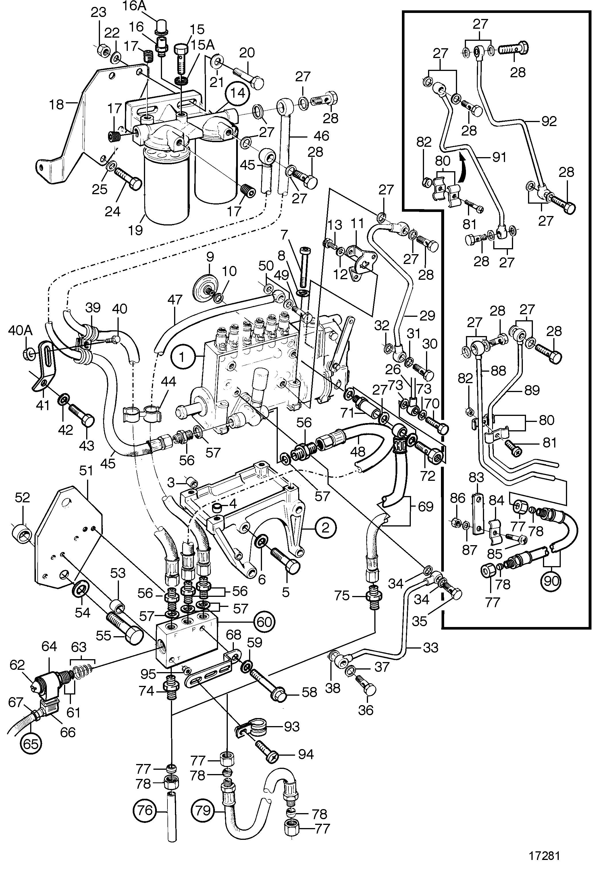 Pompe d’injection et filtre à carburant. Alternateur standard du système de carburant avec soupape d’arrêt