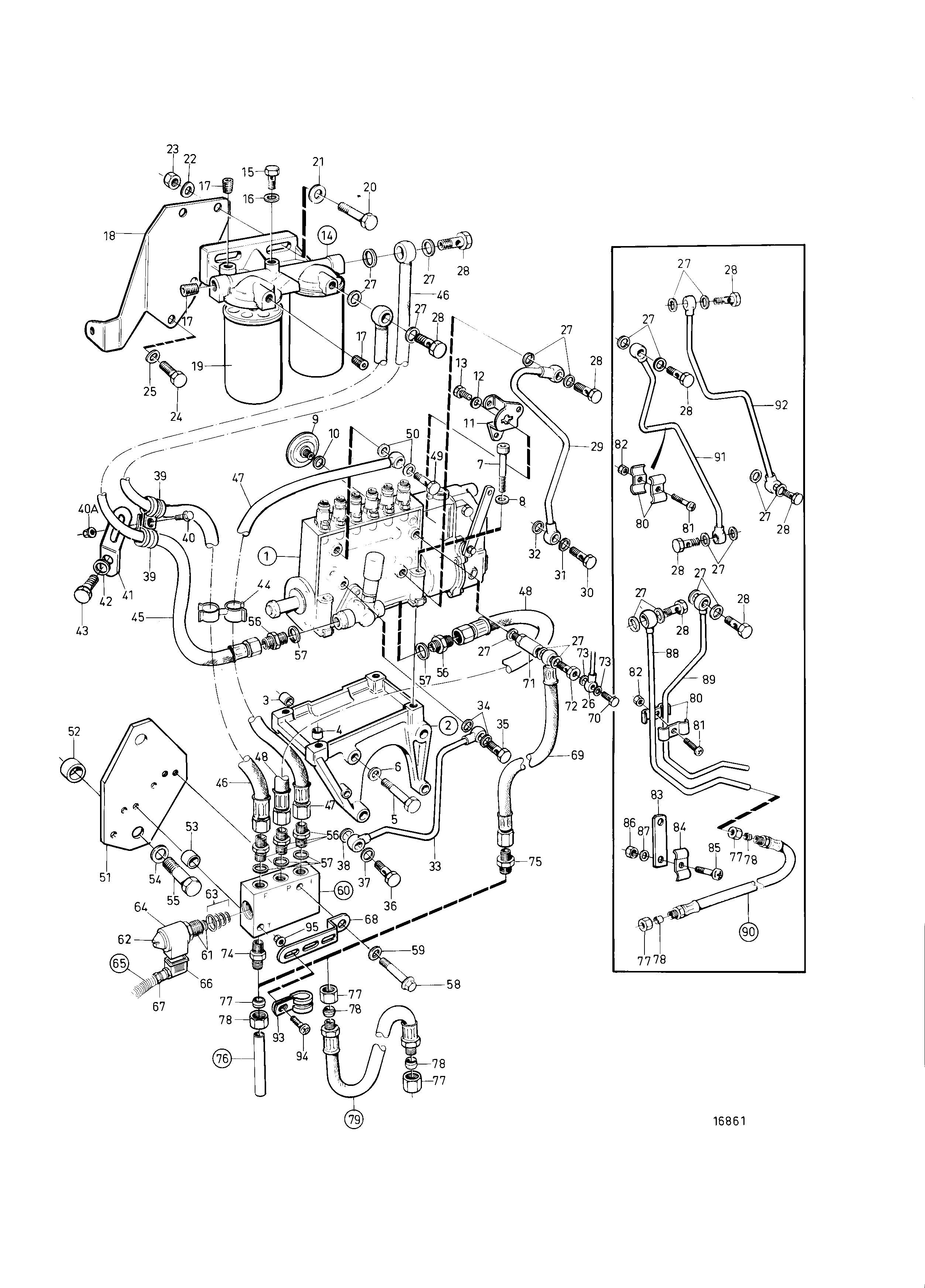 Pompe d’injection et filtre à carburant. Alternateur standard du système de carburant avec soupape d’arrêt