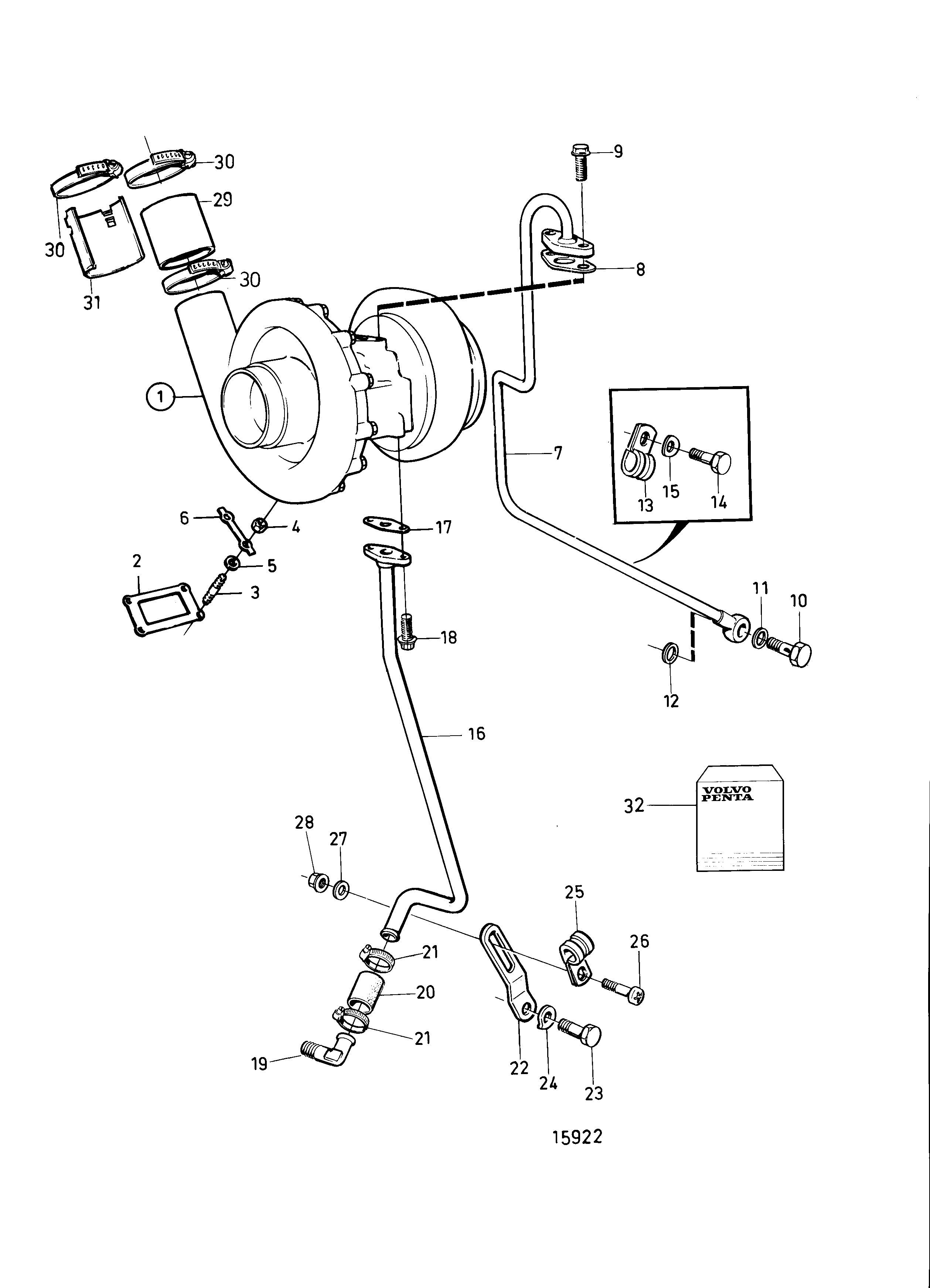 Turbocompresseur, monté en bas
