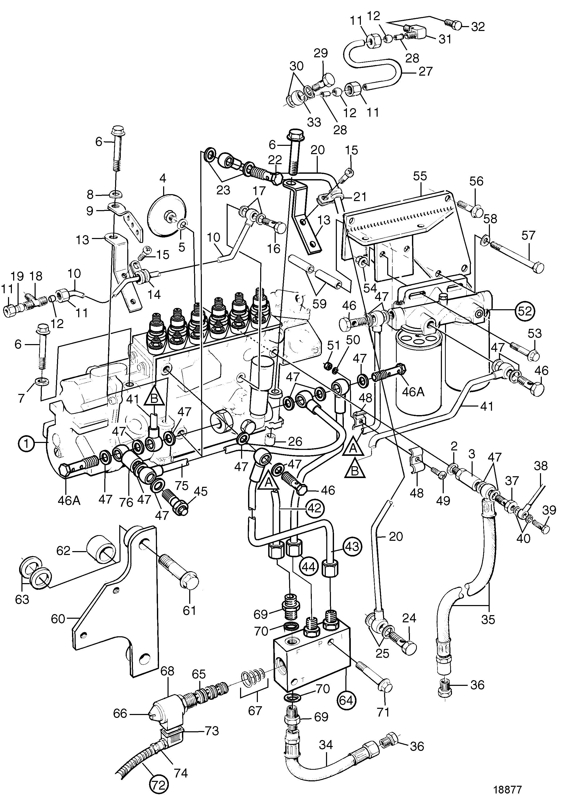 Pompe d’injection de carburant, filtre à carburant et vanne de fermeture. Standard