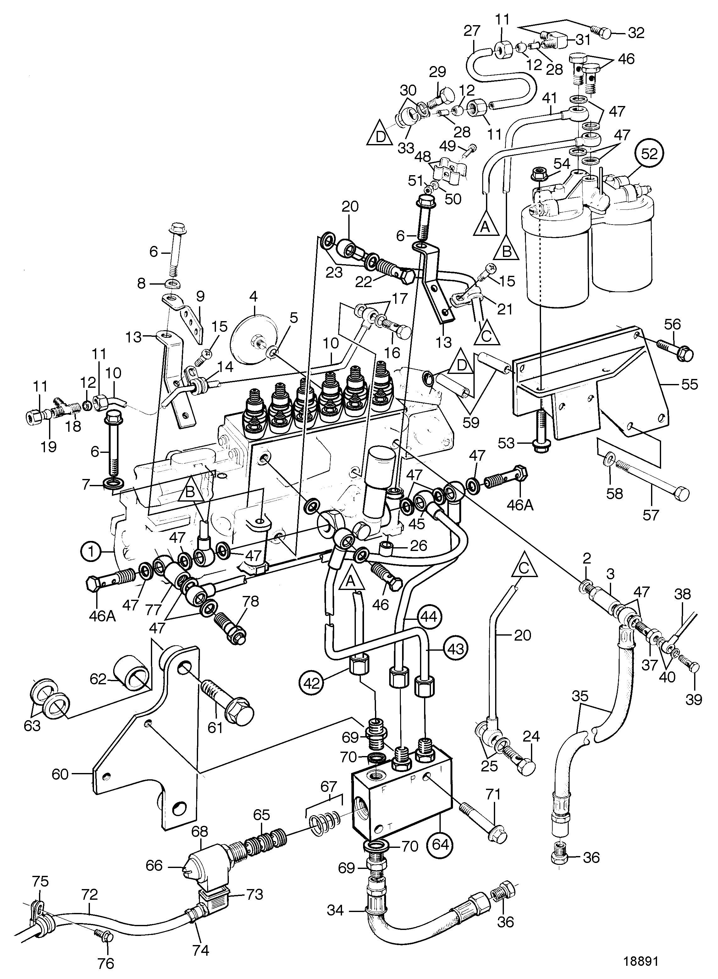 Pompe d’injection de carburant, filtre à carburant et vanne de fermeture. Classifiable