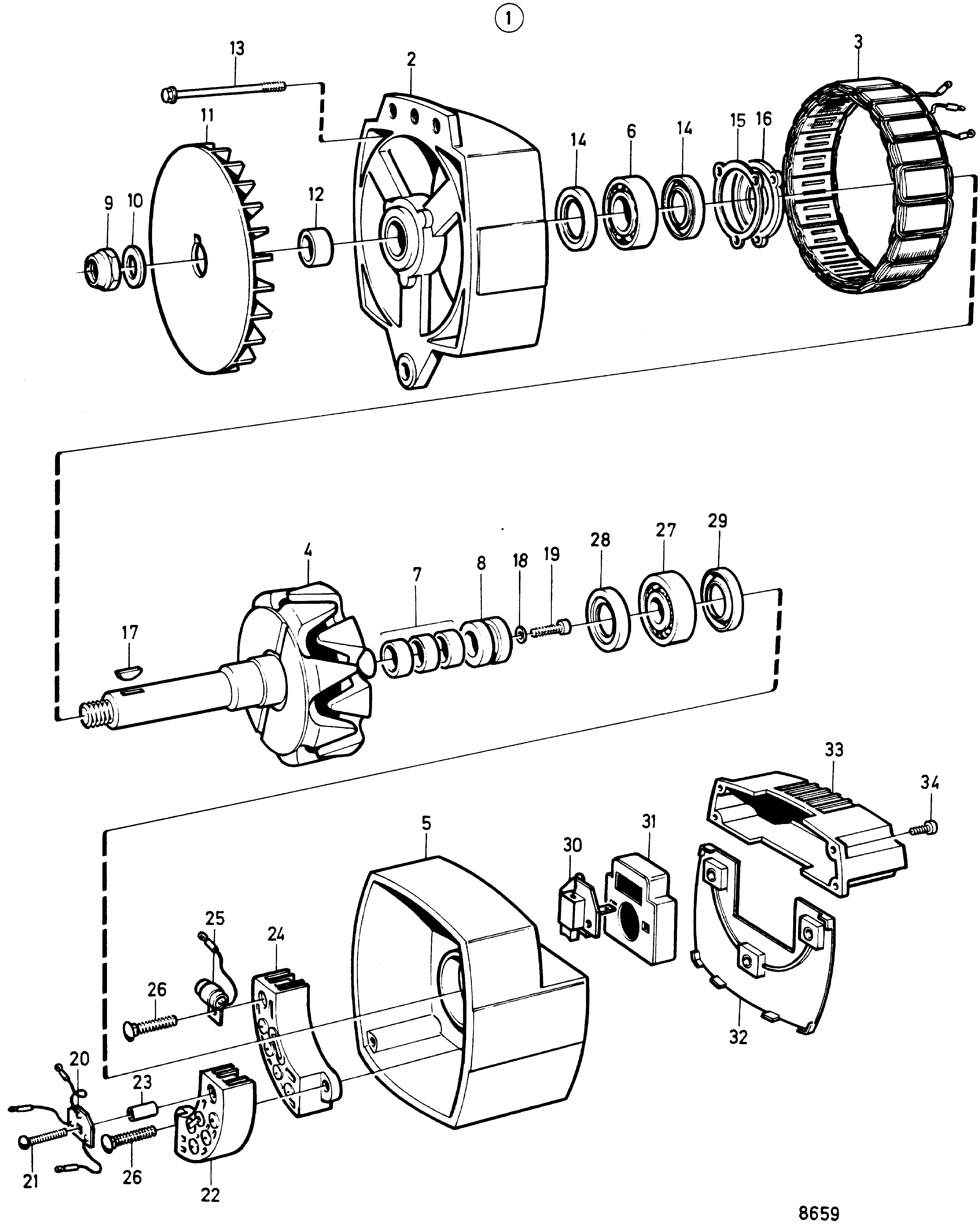 28V 100A Alternator, Components